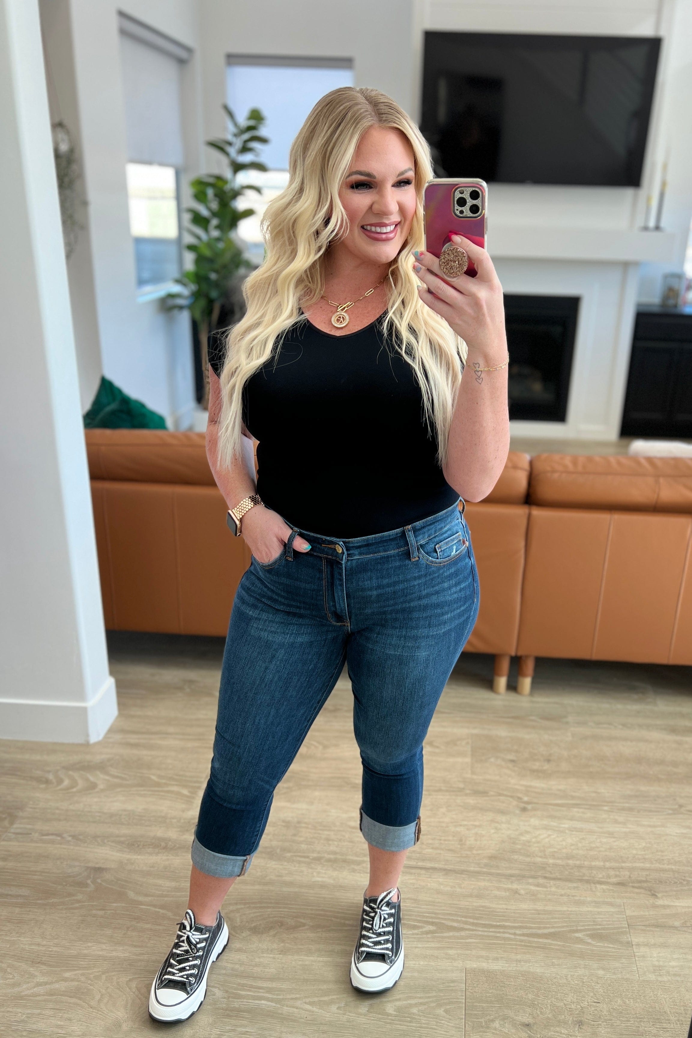 Bette Mid Rise Vintage Cuffed Skinny Capri-Womens-Stay Foxy Boutique, Florissant, Missouri