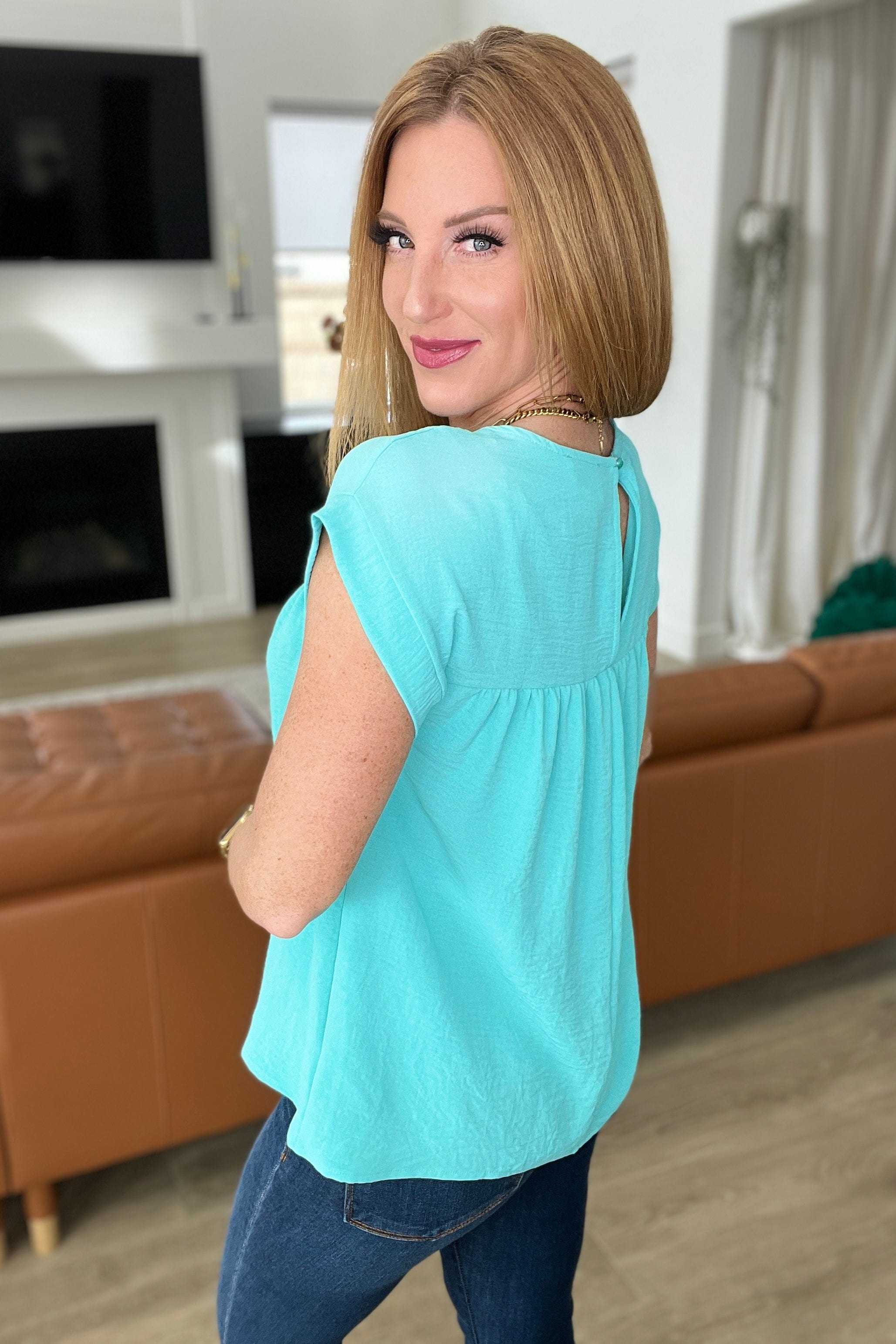 Airflow Babydoll Top in Blue Radiance-Tops-Stay Foxy Boutique, Florissant, Missouri