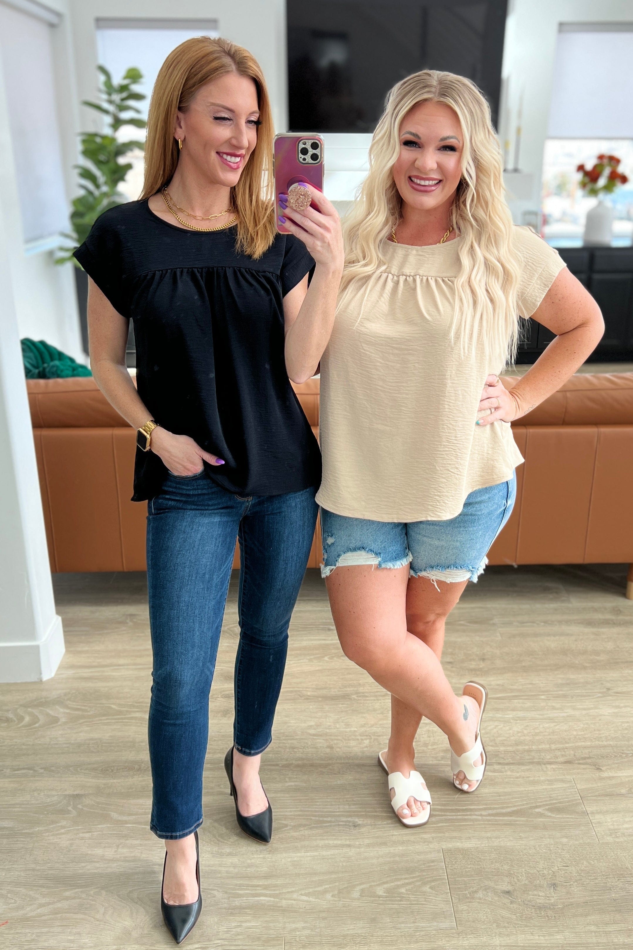 Airflow Babydoll Top in Taupe-Tops-Stay Foxy Boutique, Florissant, Missouri