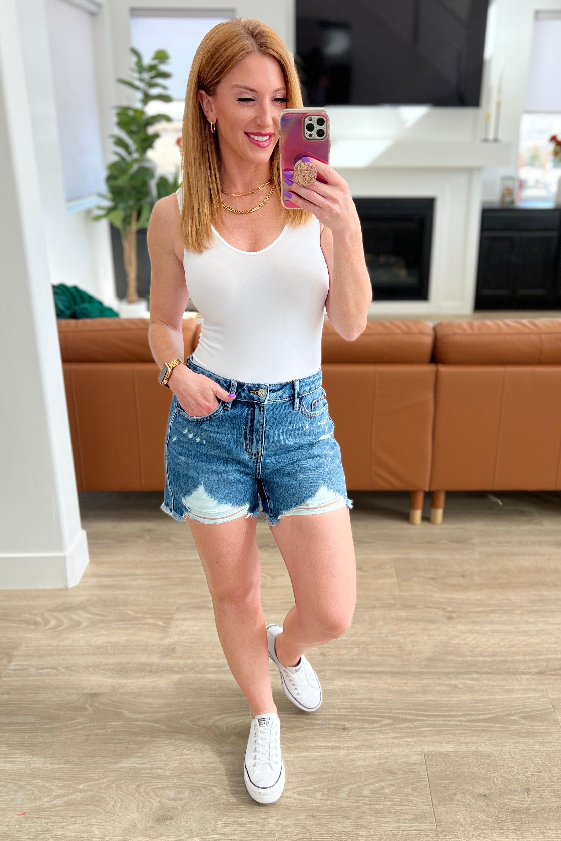 Samantha High Rise Rigid Magic Distressed Cutoff Shorts-Womens-Stay Foxy Boutique, Florissant, Missouri