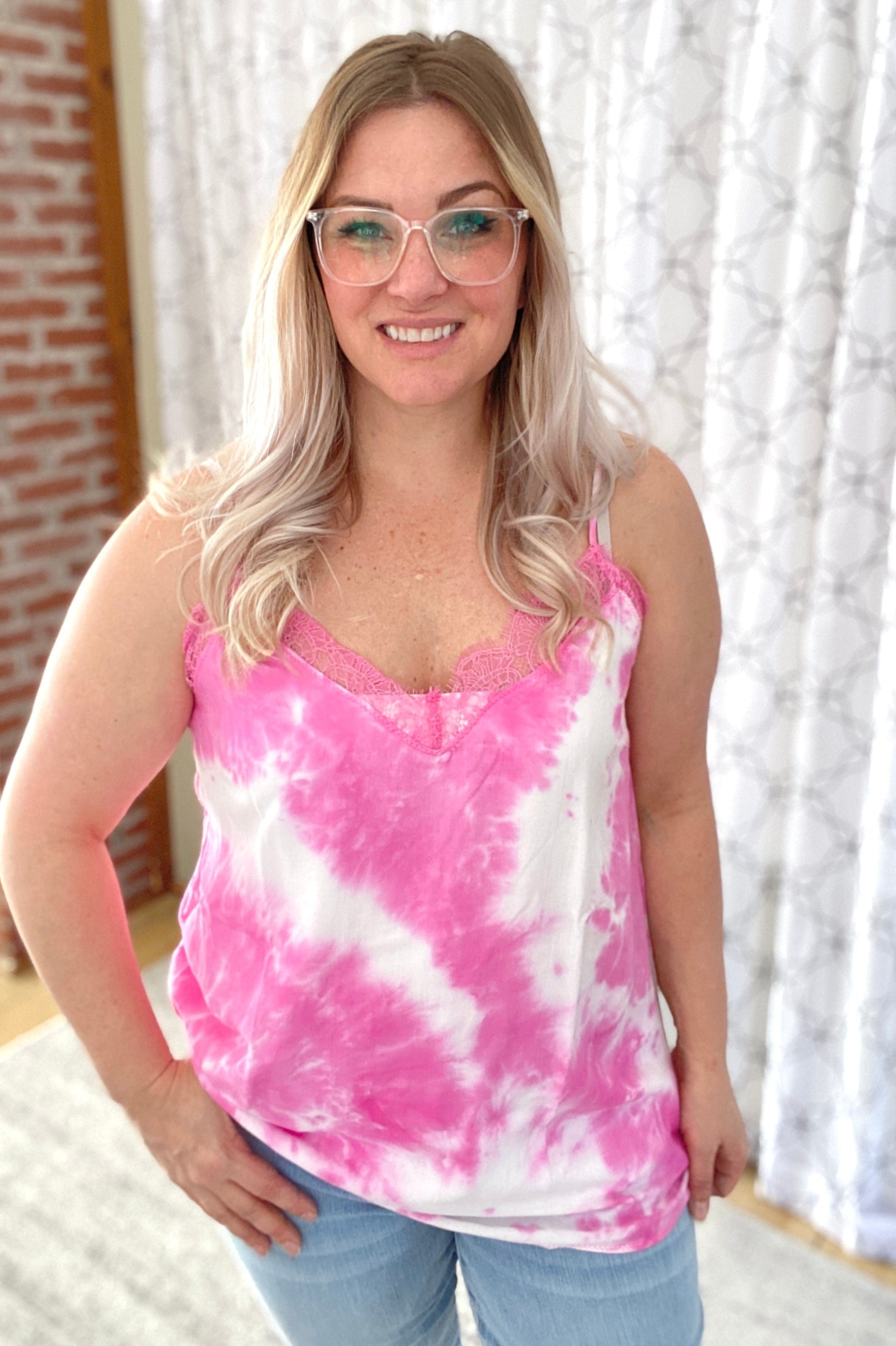 Love Into The Light Tank in Hot Pink-White Birch-Stay Foxy Boutique, Florissant, Missouri