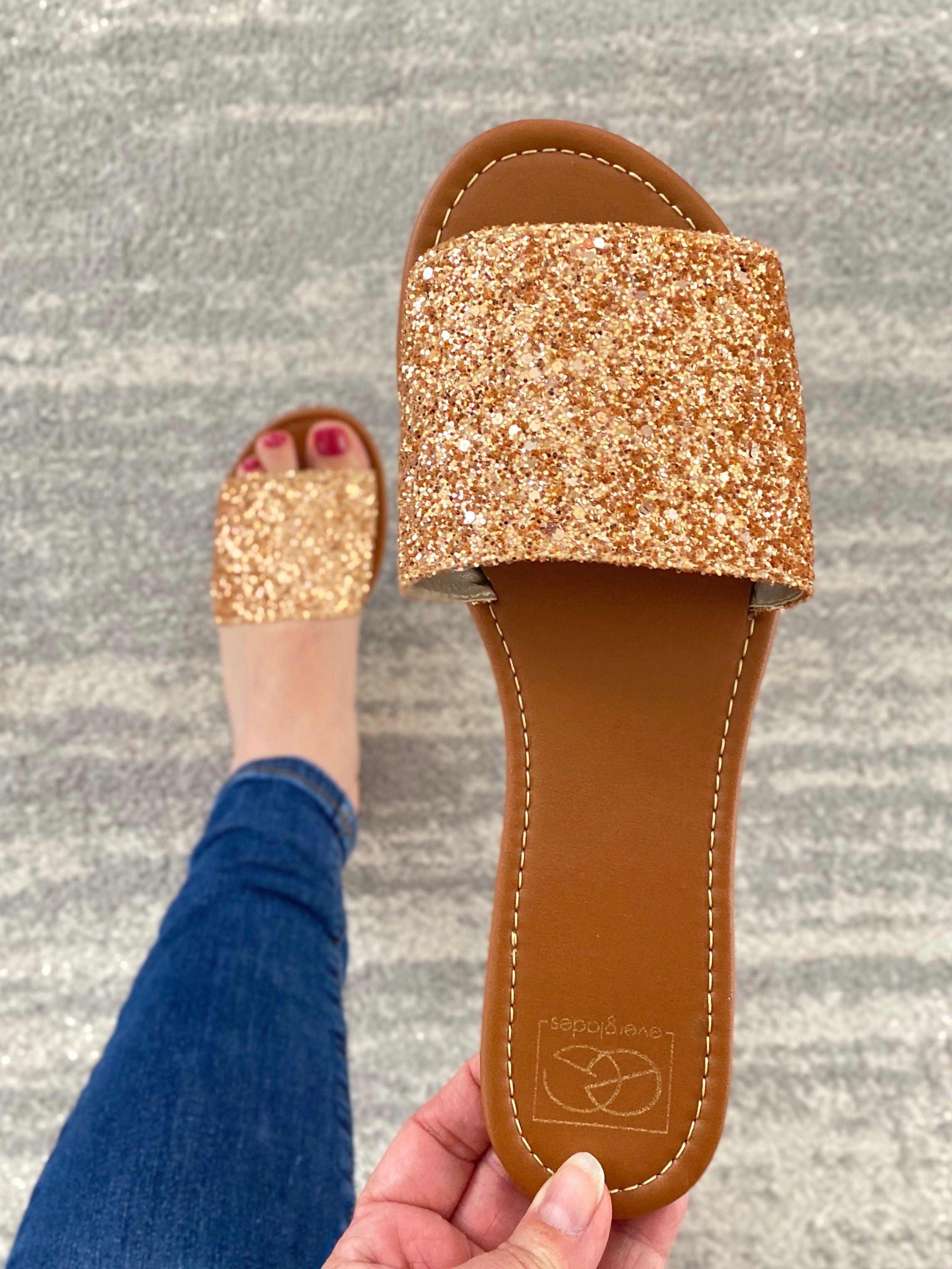 Ritzy Glitter Sandals in Rose Gold-Miami Shoes-Stay Foxy Boutique, Florissant, Missouri