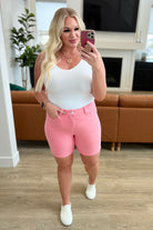 Jenna High Rise Control Top Cuffed Shorts in Pink-Womens-Stay Foxy Boutique, Florissant, Missouri