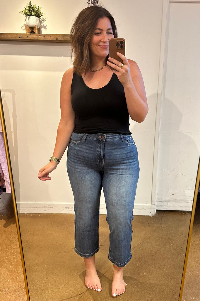 Betty High Rise Vintage Wash Wide Leg Crop Jeans-Womens-Stay Foxy Boutique, Florissant, Missouri