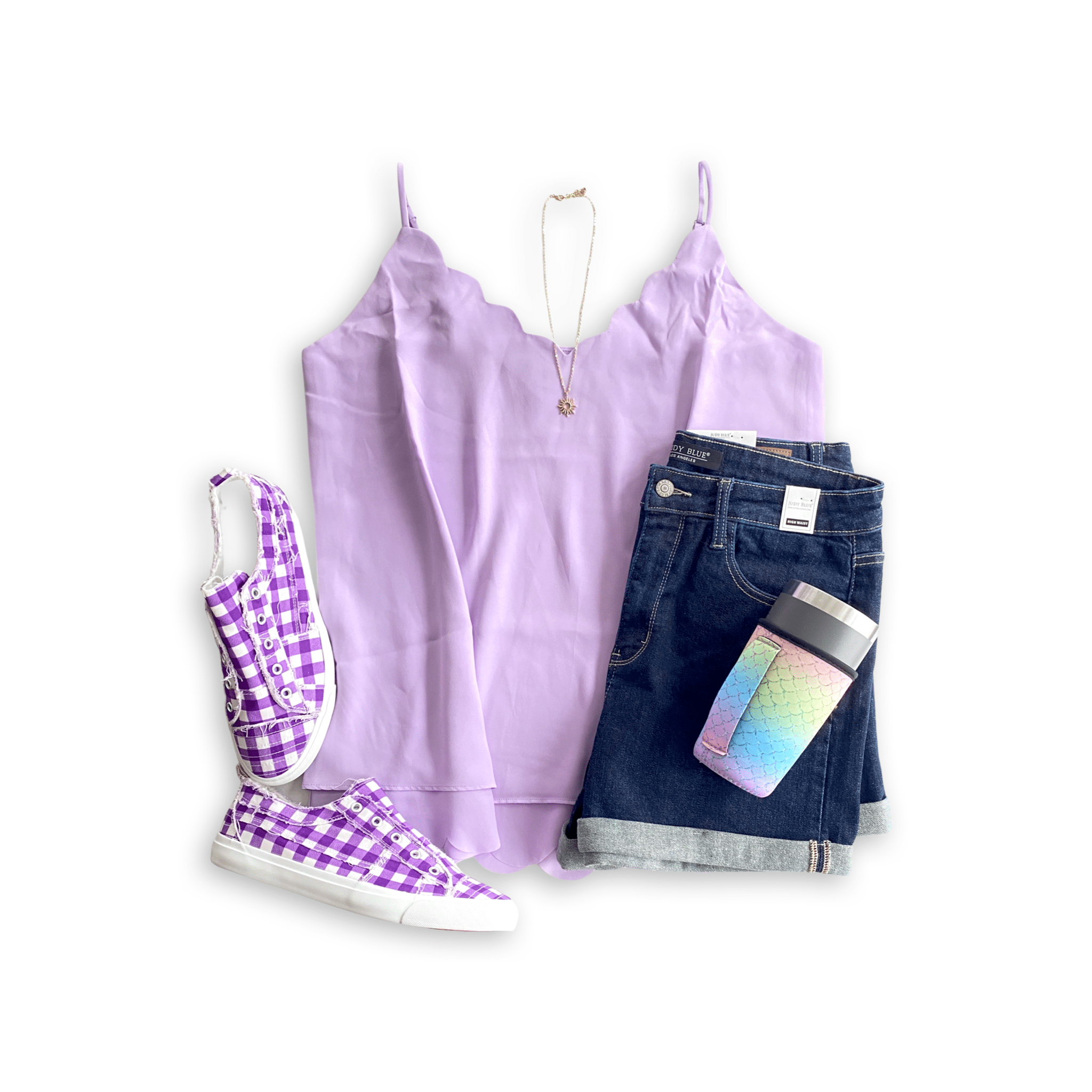 Everyday Scallop Cami in Lavender-White Birch-Stay Foxy Boutique, Florissant, Missouri