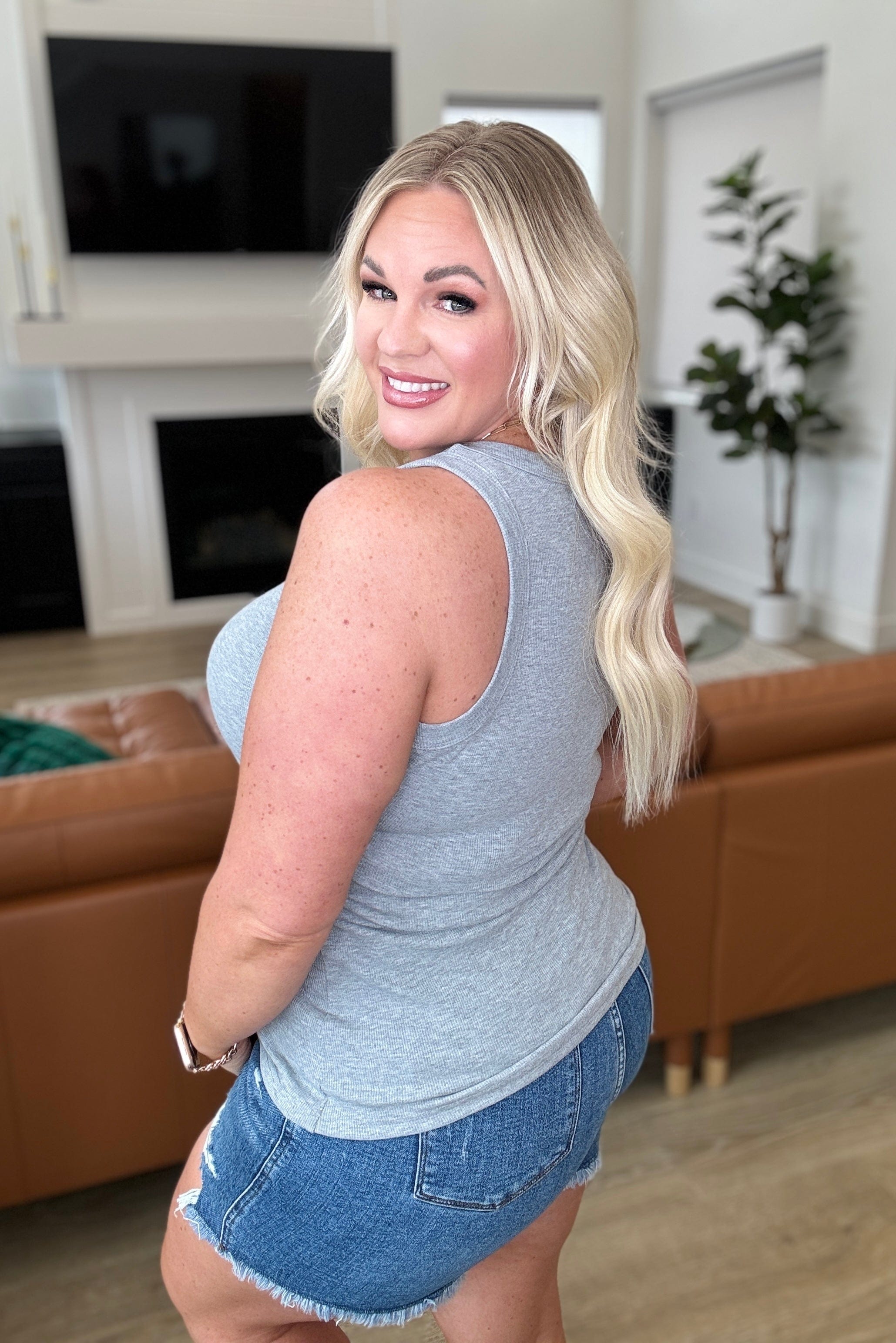 High On Life High Neck Ribbed Tank in Grey-Womens-Stay Foxy Boutique, Florissant, Missouri