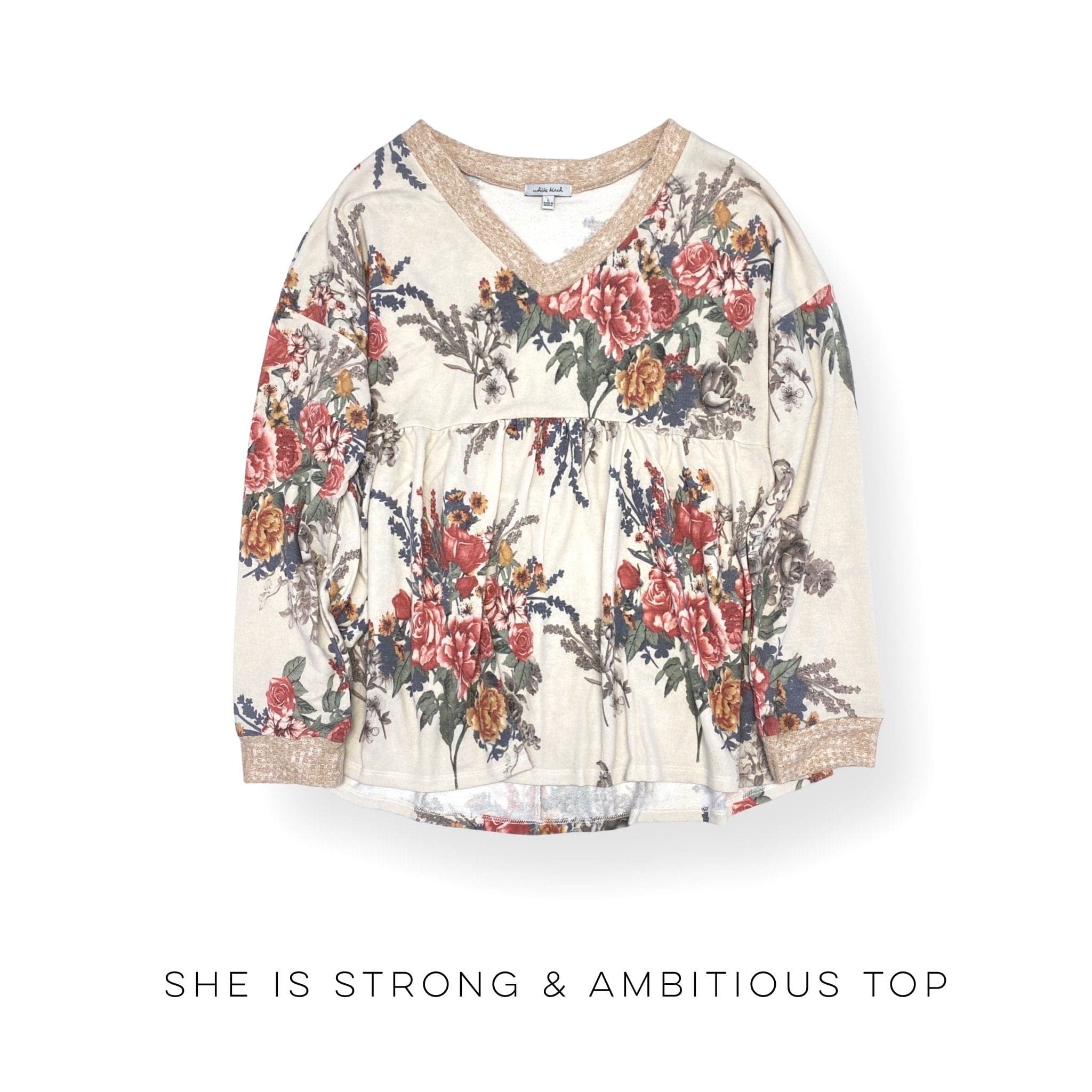 She is Strong & Ambitious Top-White Birch-Stay Foxy Boutique, Florissant, Missouri