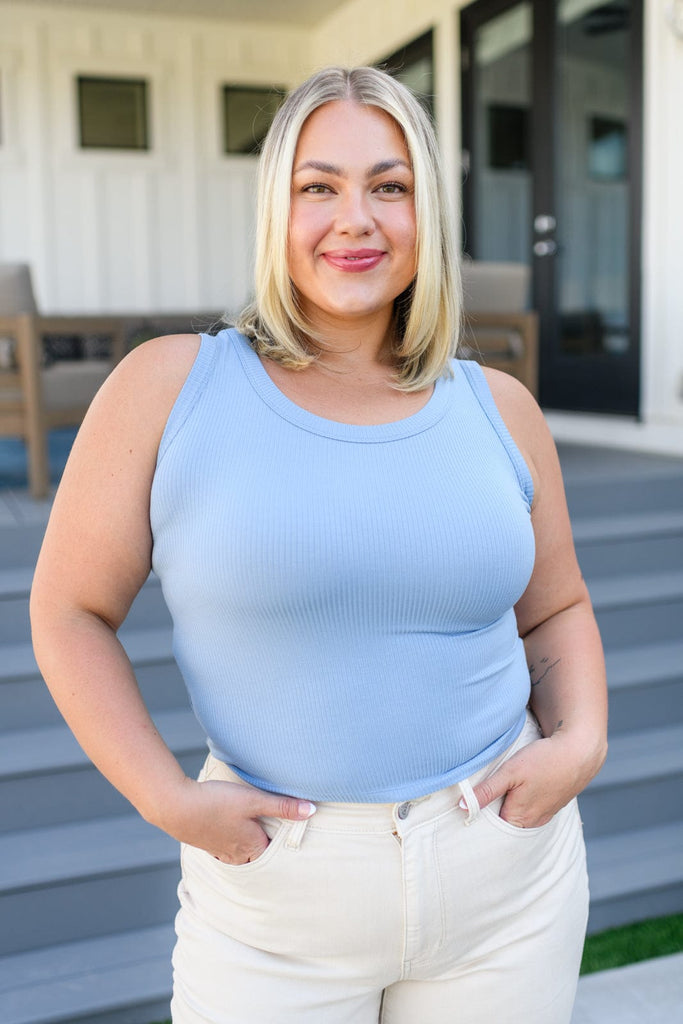 Just One More Ribbed Tank in Light Blue-Womens-Stay Foxy Boutique, Florissant, Missouri