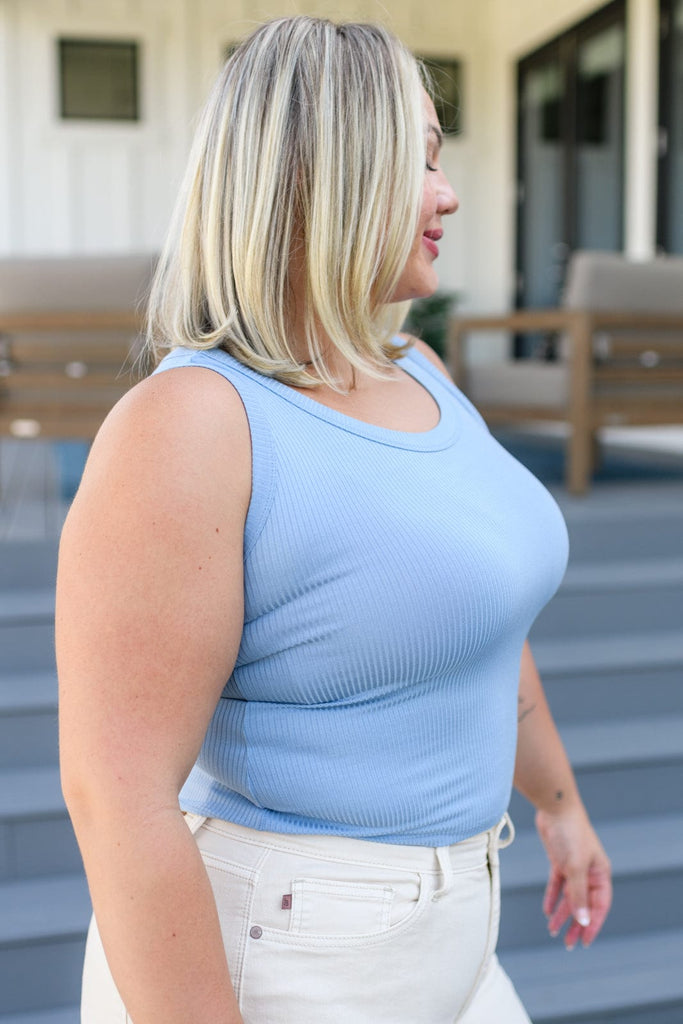 Just One More Ribbed Tank in Light Blue-Womens-Stay Foxy Boutique, Florissant, Missouri