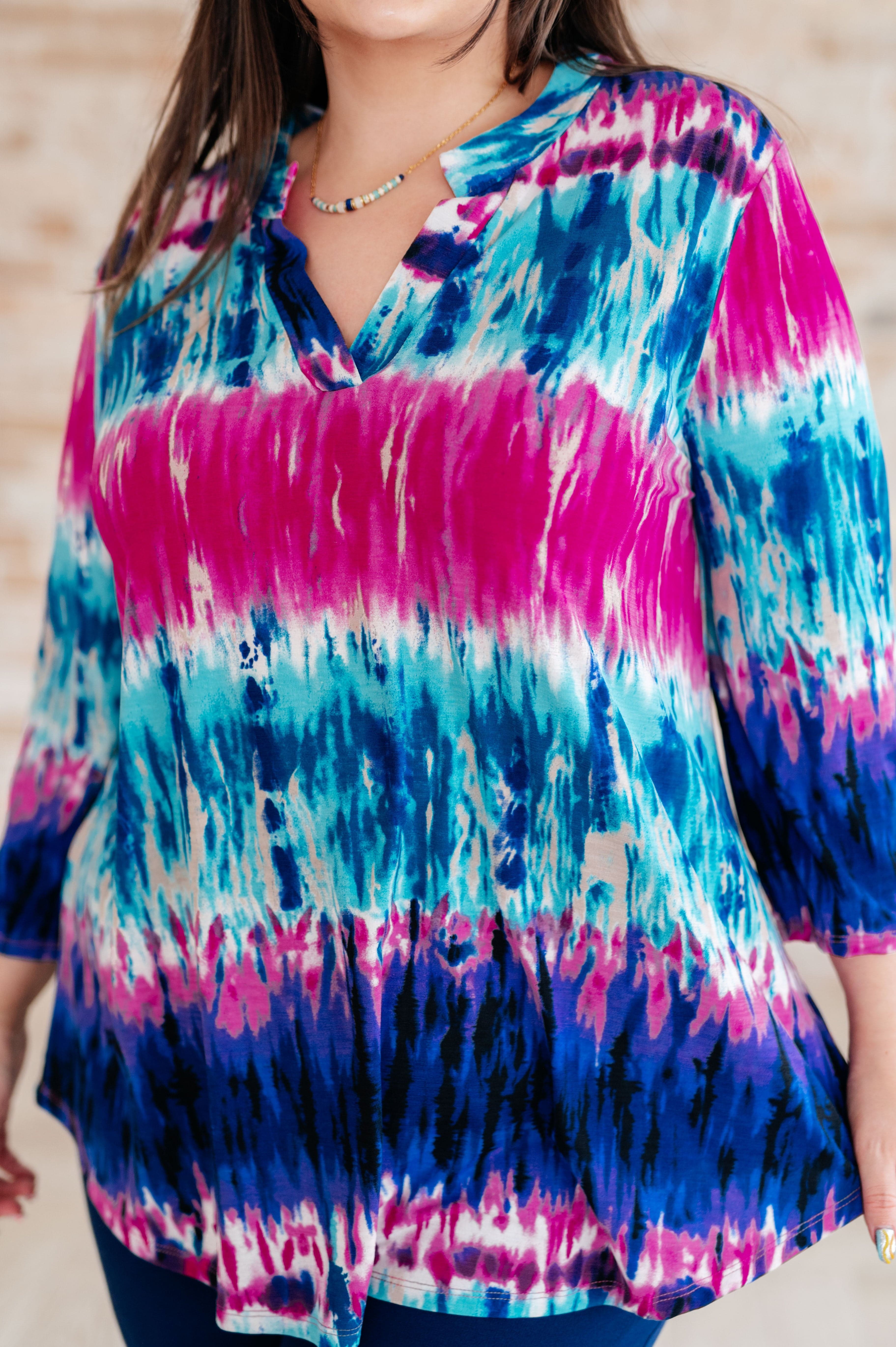 Little Lovely Blouse in Tie Dye-Tops-Stay Foxy Boutique, Florissant, Missouri