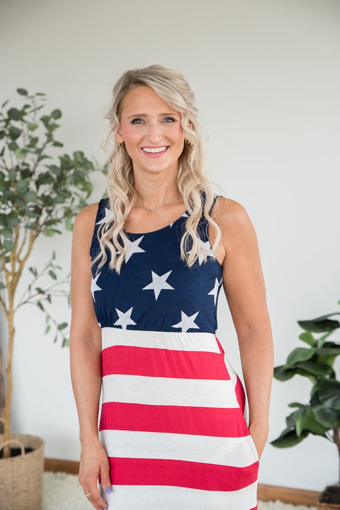 Stars and Stripes Dress-Heimish-Stay Foxy Boutique, Florissant, Missouri