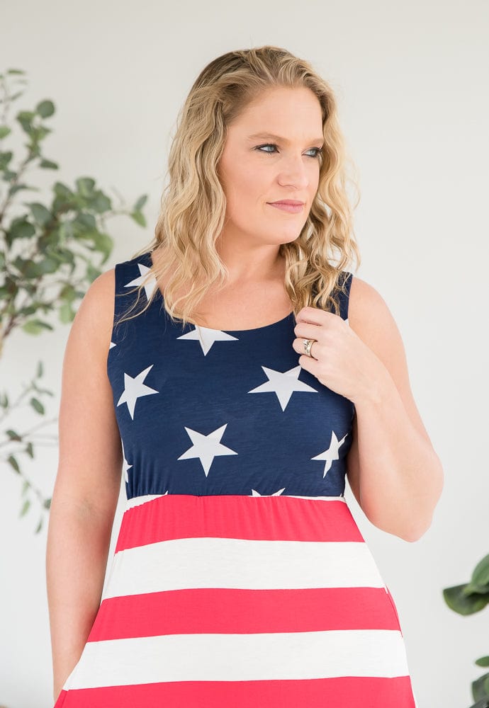 Stars and Stripes Dress-Heimish-Stay Foxy Boutique, Florissant, Missouri