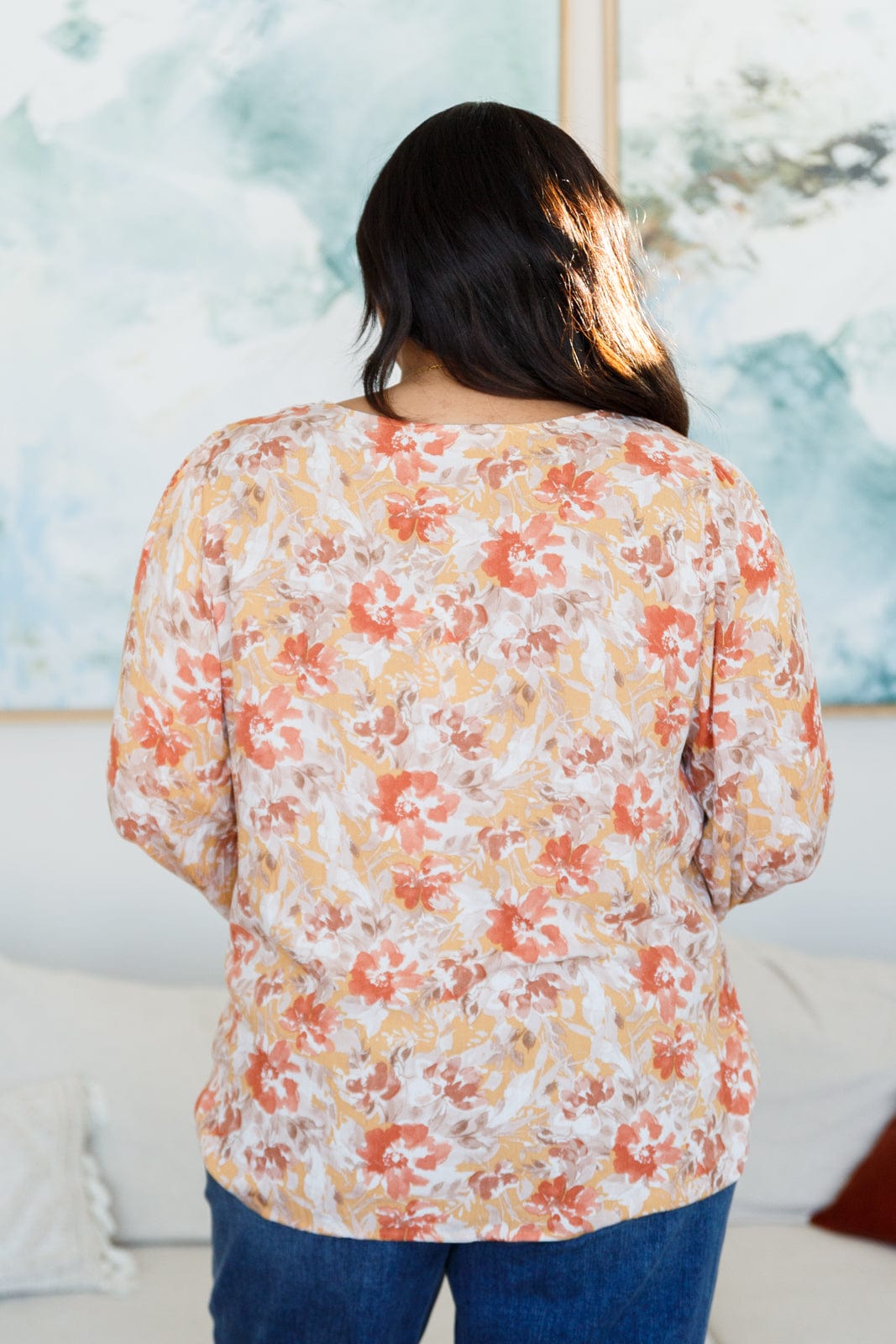Marigold Dreams Floral Blouse-Tops-Stay Foxy Boutique, Florissant, Missouri
