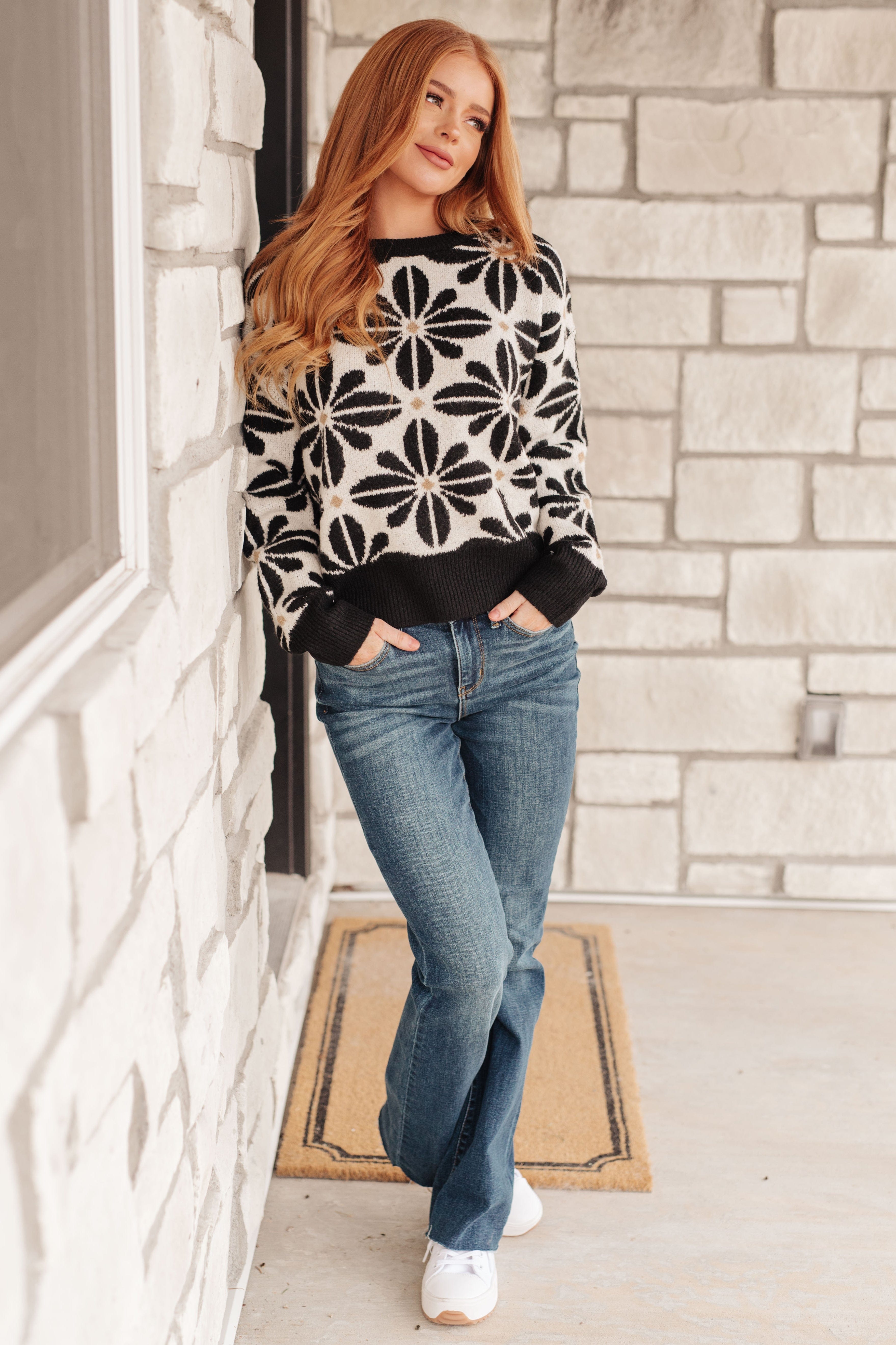 Mid Mod Floral Sweater-Womens-Stay Foxy Boutique, Florissant, Missouri