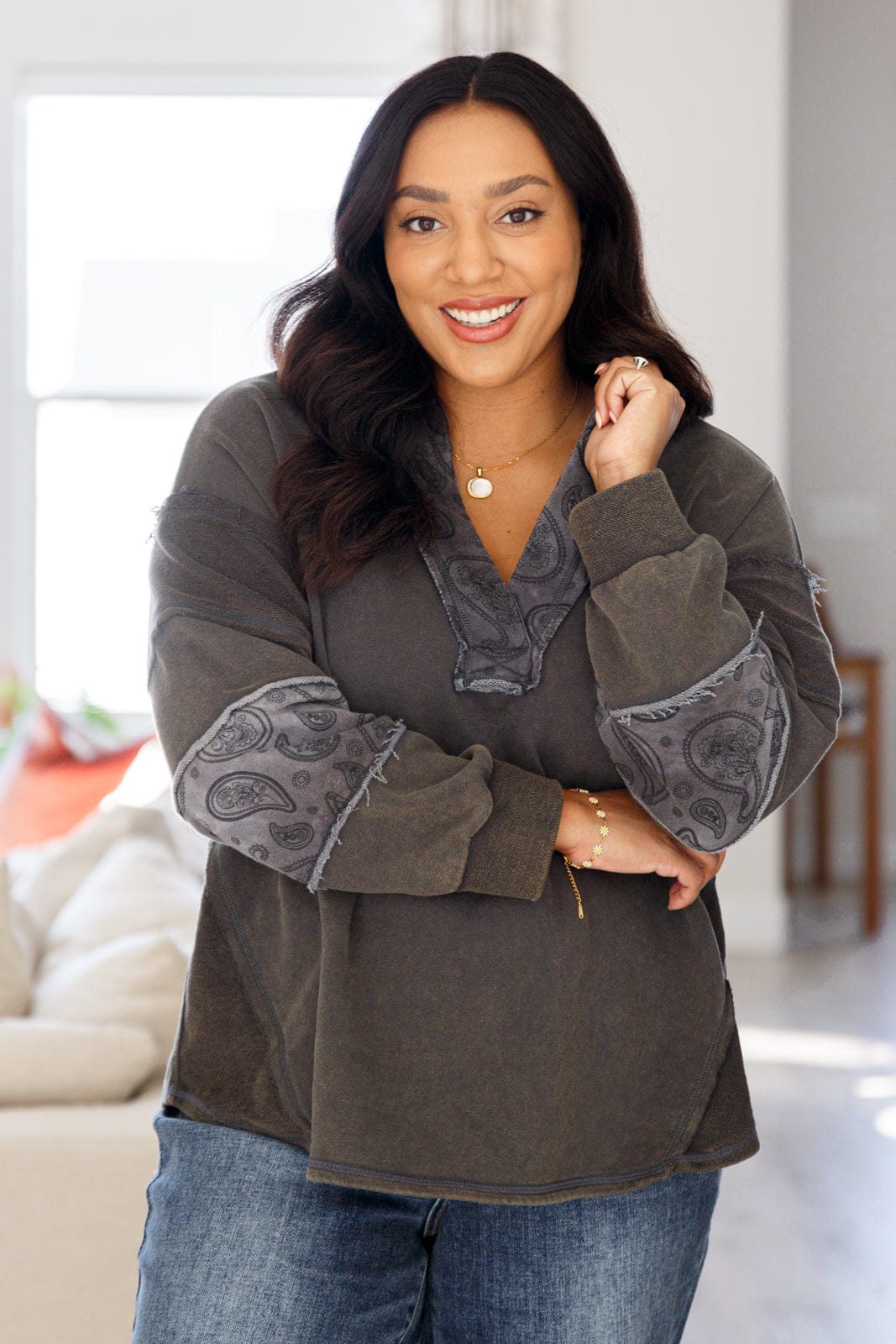 Moonstone Mineral Wash Pullover-Tops-Stay Foxy Boutique, Florissant, Missouri