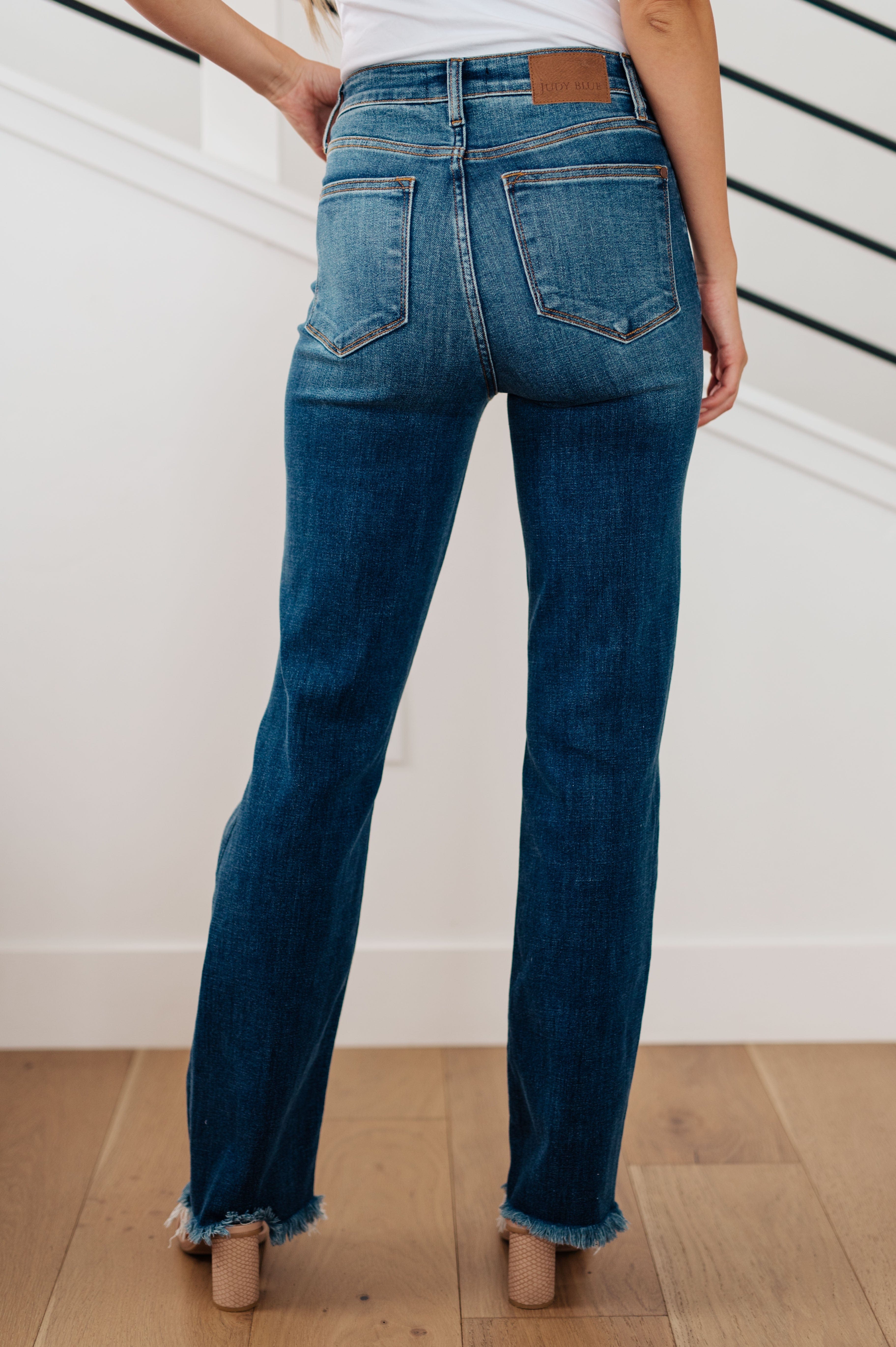 Morgan High Rise Distressed Straight Jeans-Womens-Stay Foxy Boutique, Florissant, Missouri