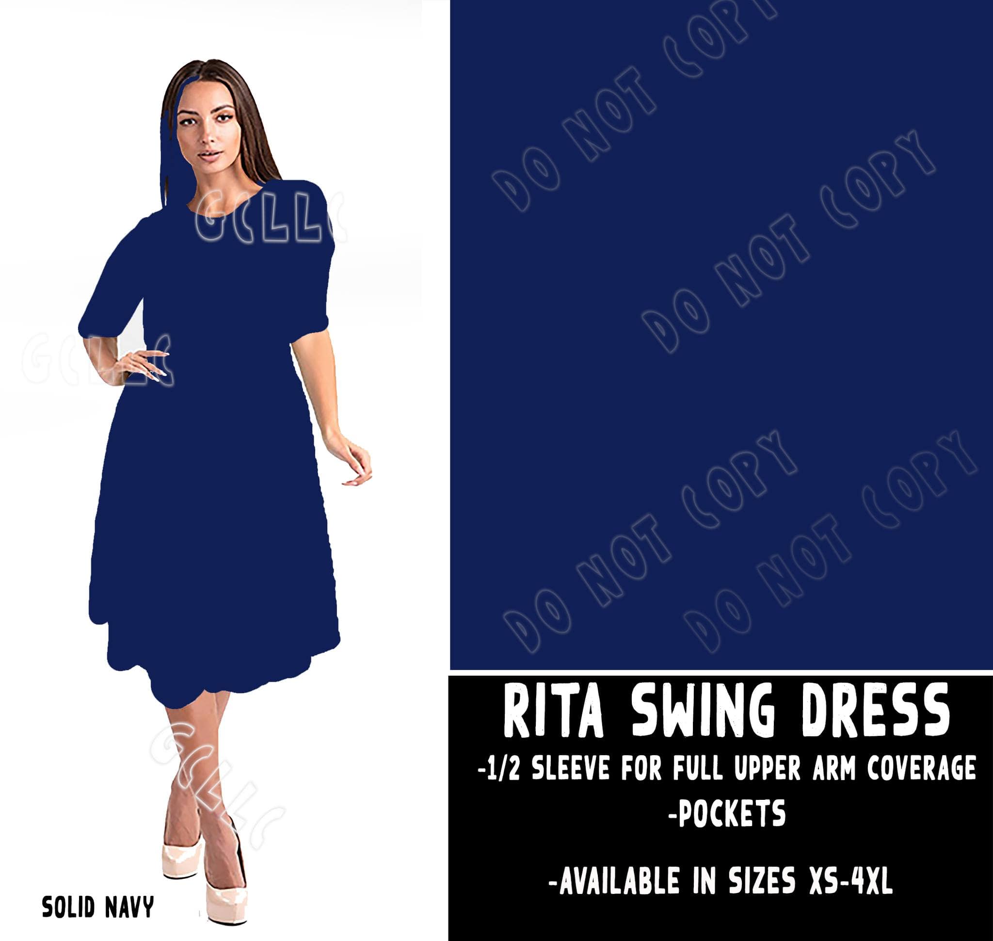 RITA SWING DRESS RUN-NAVY-Stay Foxy Boutique, Florissant, Missouri