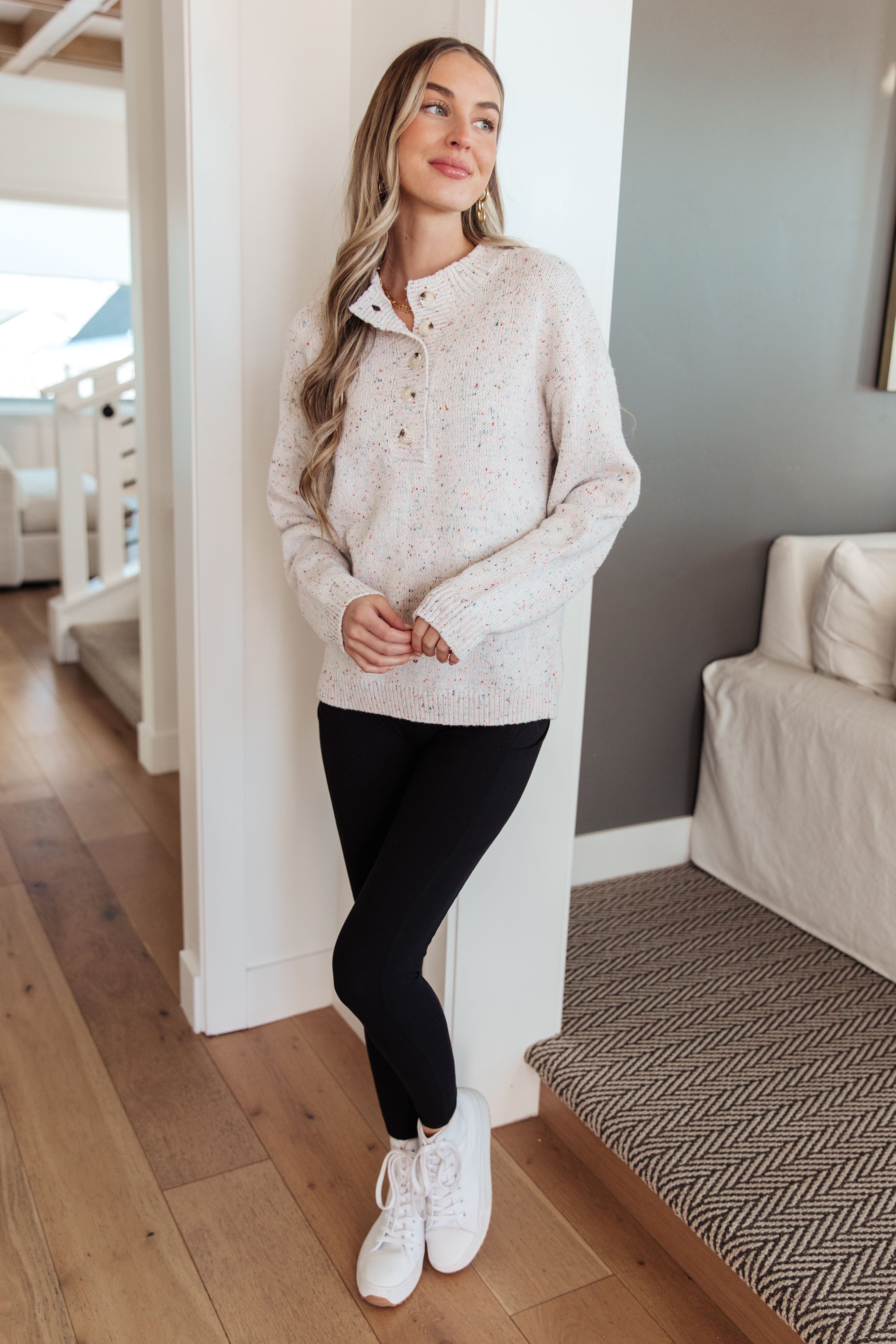 Never Give Up Henley Sweater-Womens-Stay Foxy Boutique, Florissant, Missouri