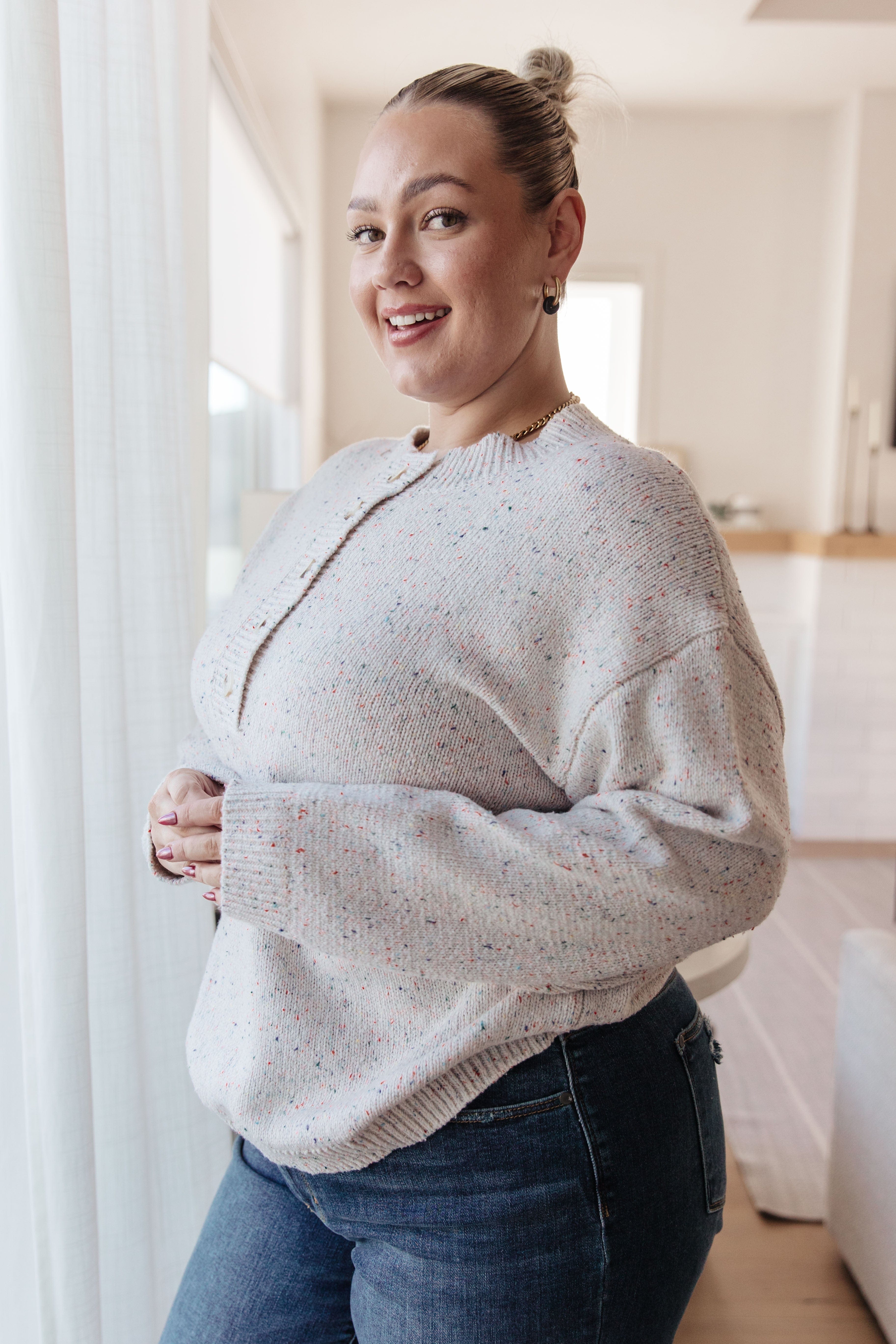 Never Give Up Henley Sweater-Womens-Stay Foxy Boutique, Florissant, Missouri