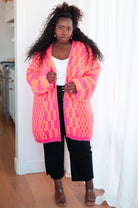 Noticed in Neon Checkered Cardigan in Pink and Orange-Womens-Stay Foxy Boutique, Florissant, Missouri