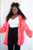 Noticed in Neon Checkered Cardigan in Pink and Orange-Womens-Stay Foxy Boutique, Florissant, Missouri