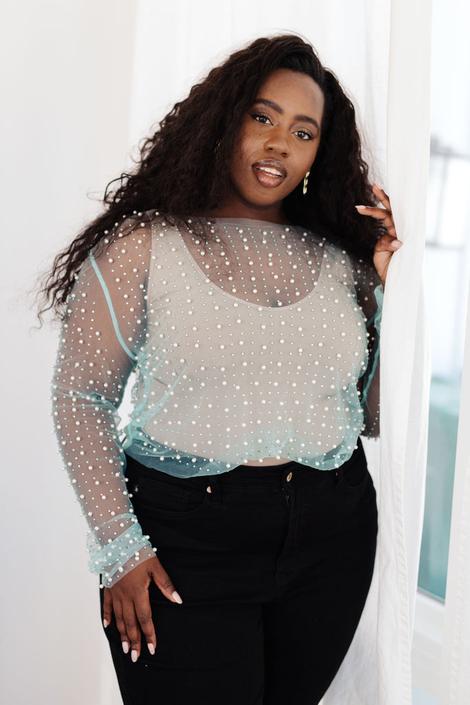 Pearl Diver Layering Top in Light Cyan-Womens-Stay Foxy Boutique, Florissant, Missouri