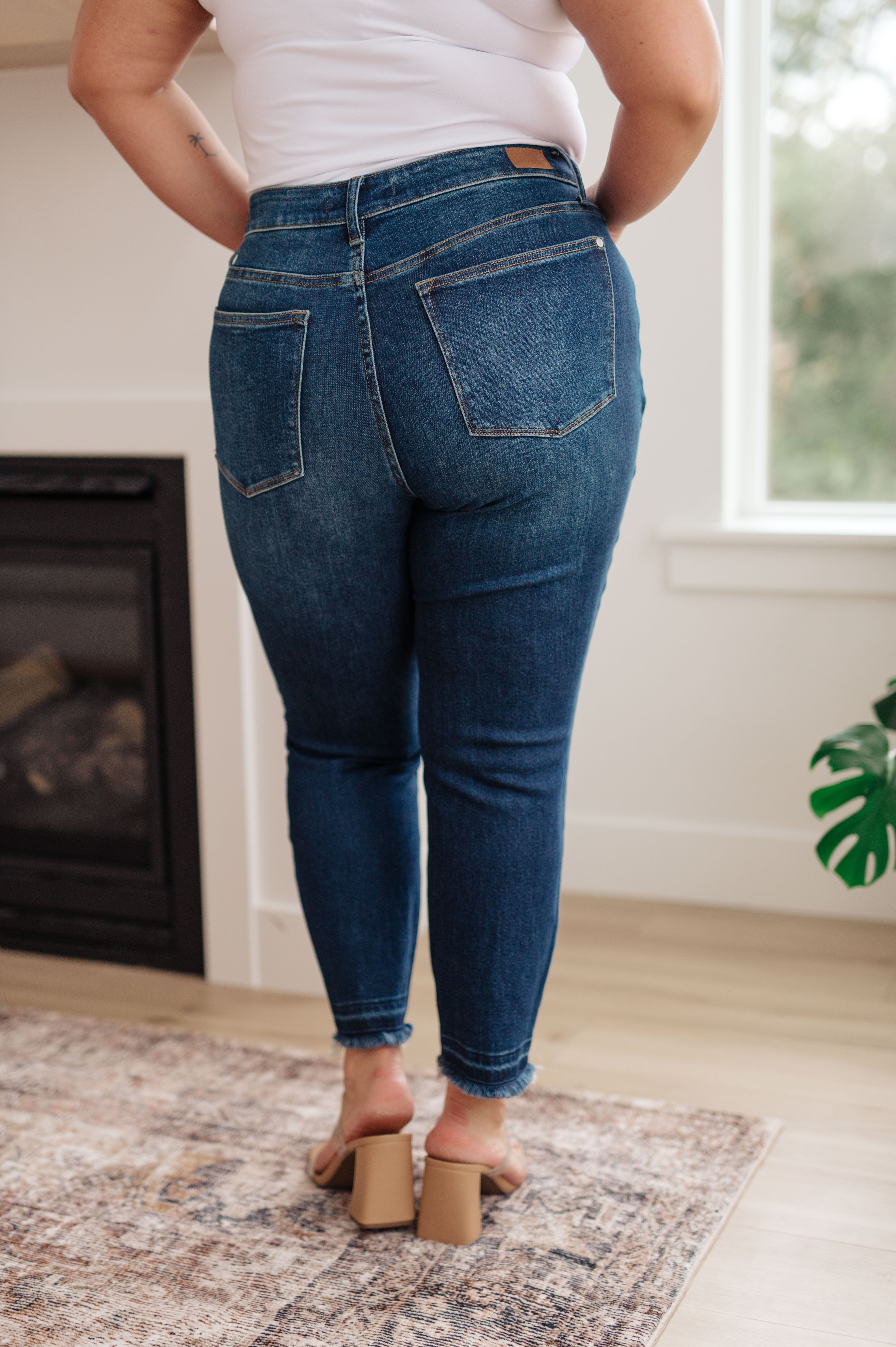 Phillipa High Rise Release Hem Slim Jeans-Womens-Stay Foxy Boutique, Florissant, Missouri