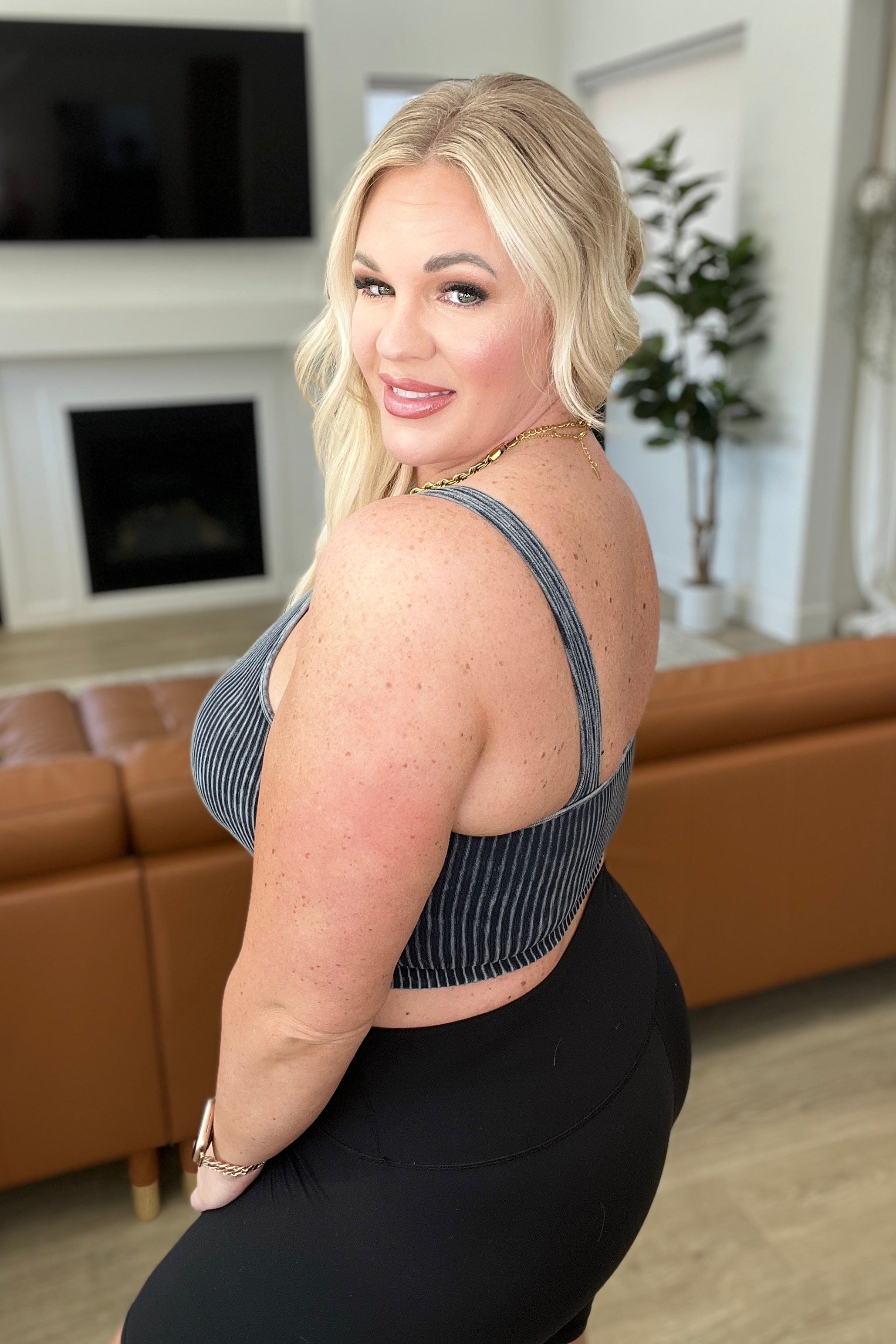 Mineral Washed Padded Cropped Tank in Ash Black-Tops-Stay Foxy Boutique, Florissant, Missouri