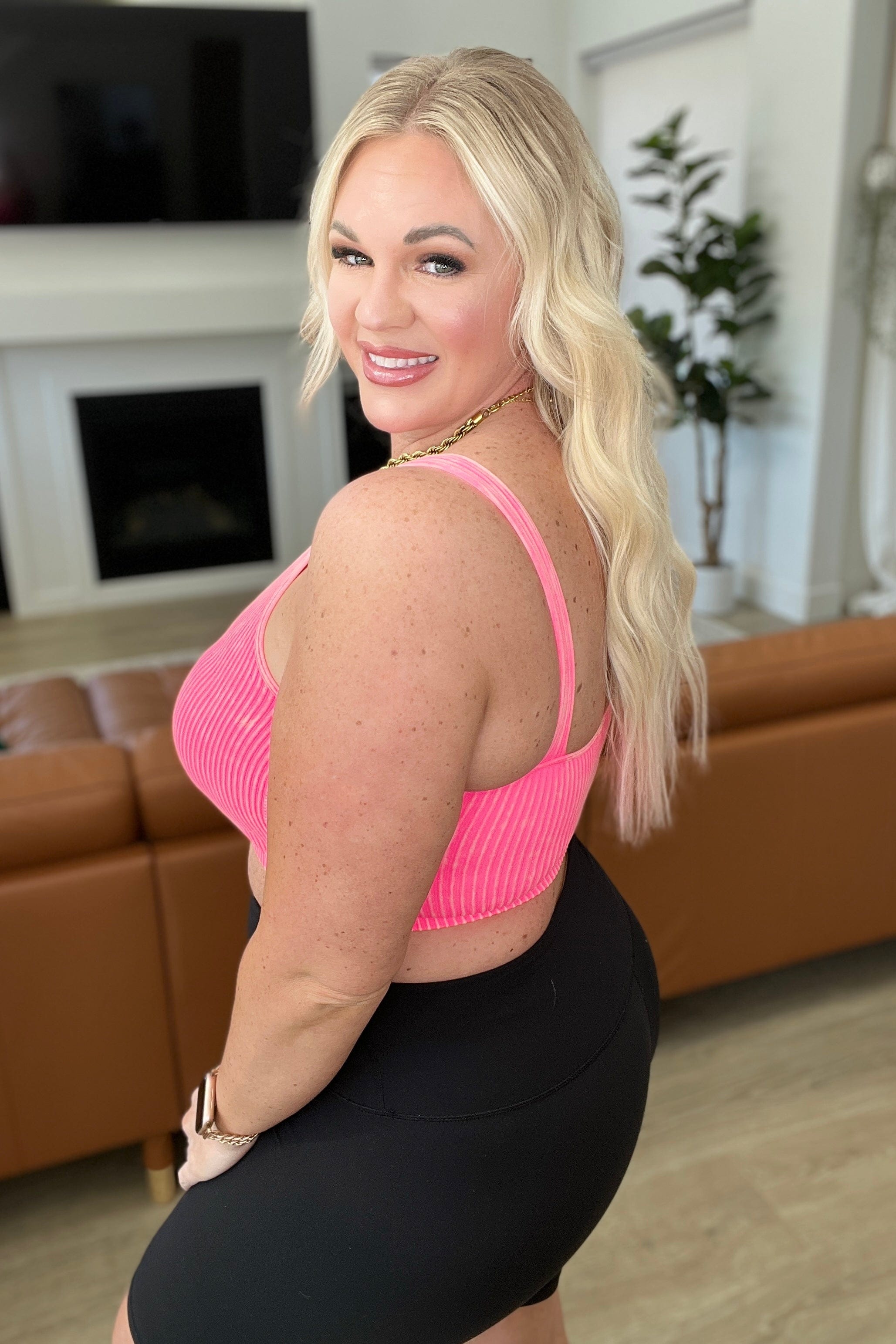 Mineral Washed Padded Cropped Tank in Fuchsia-Tops-Stay Foxy Boutique, Florissant, Missouri