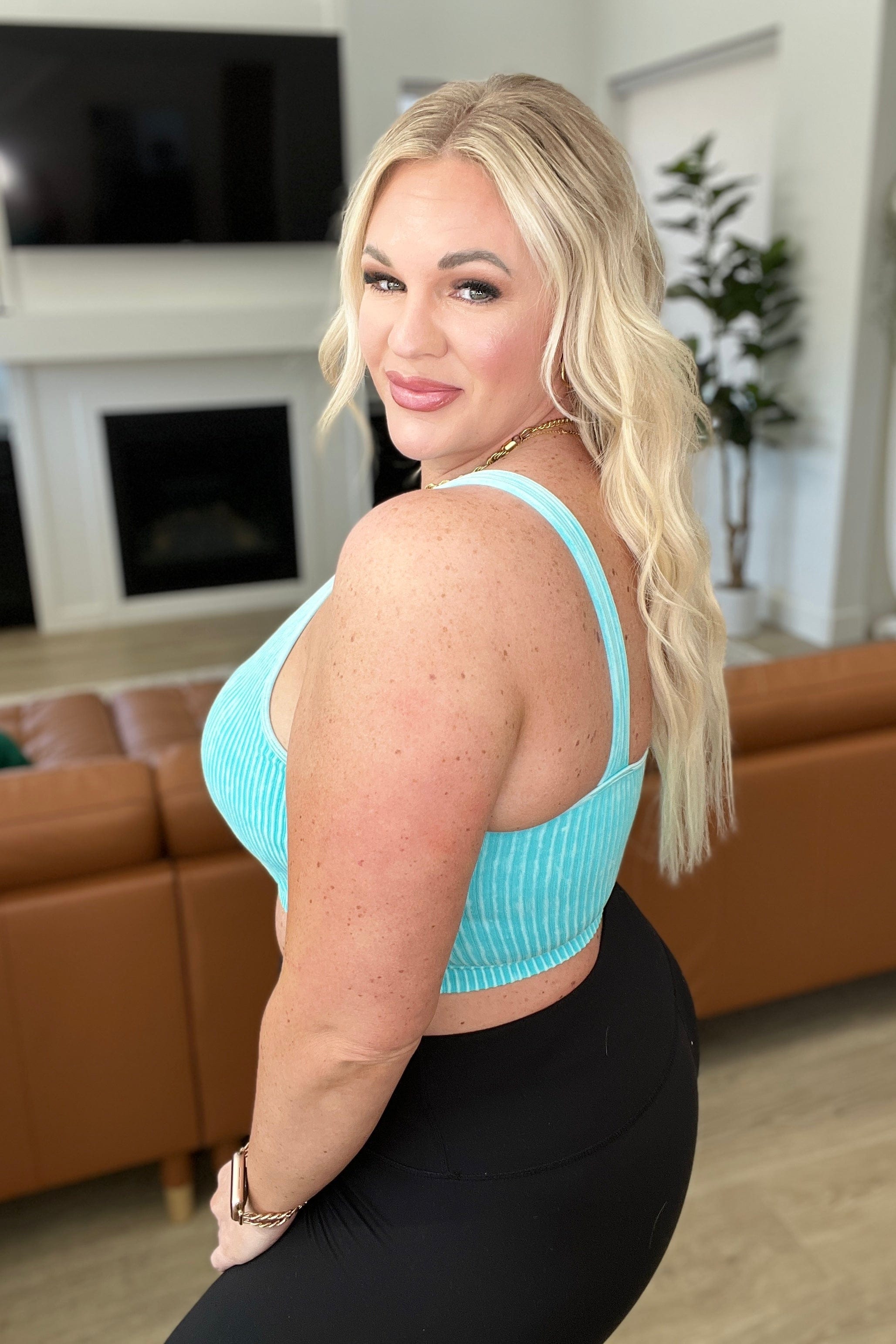 Mineral Washed Padded Cropped Tank in Mint Sky-Tops-Stay Foxy Boutique, Florissant, Missouri