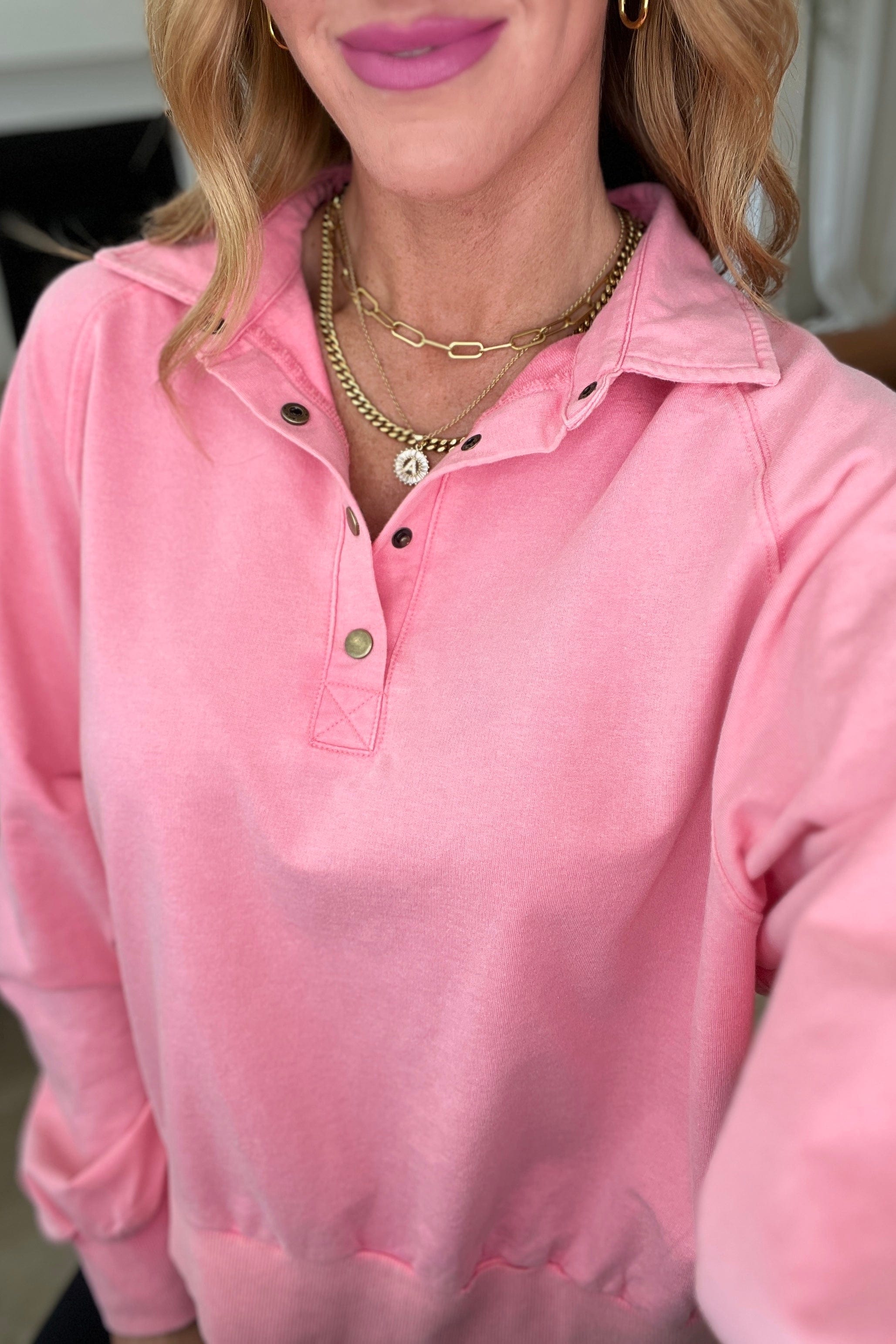 Sweet As Can Be Half Button Sweater-Layers-Stay Foxy Boutique, Florissant, Missouri