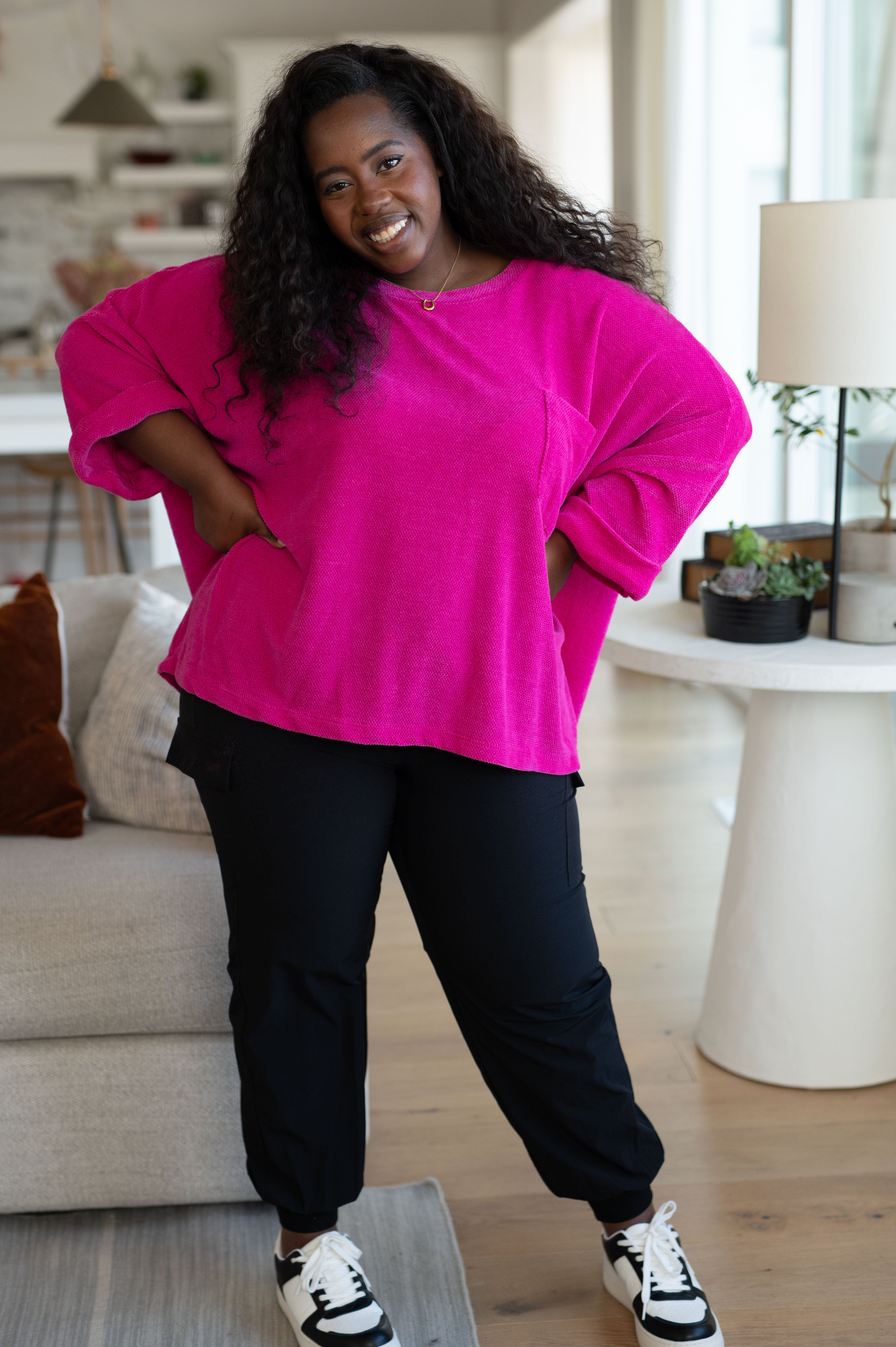 Pink Thoughts Chenille Blouse-Womens-Stay Foxy Boutique, Florissant, Missouri