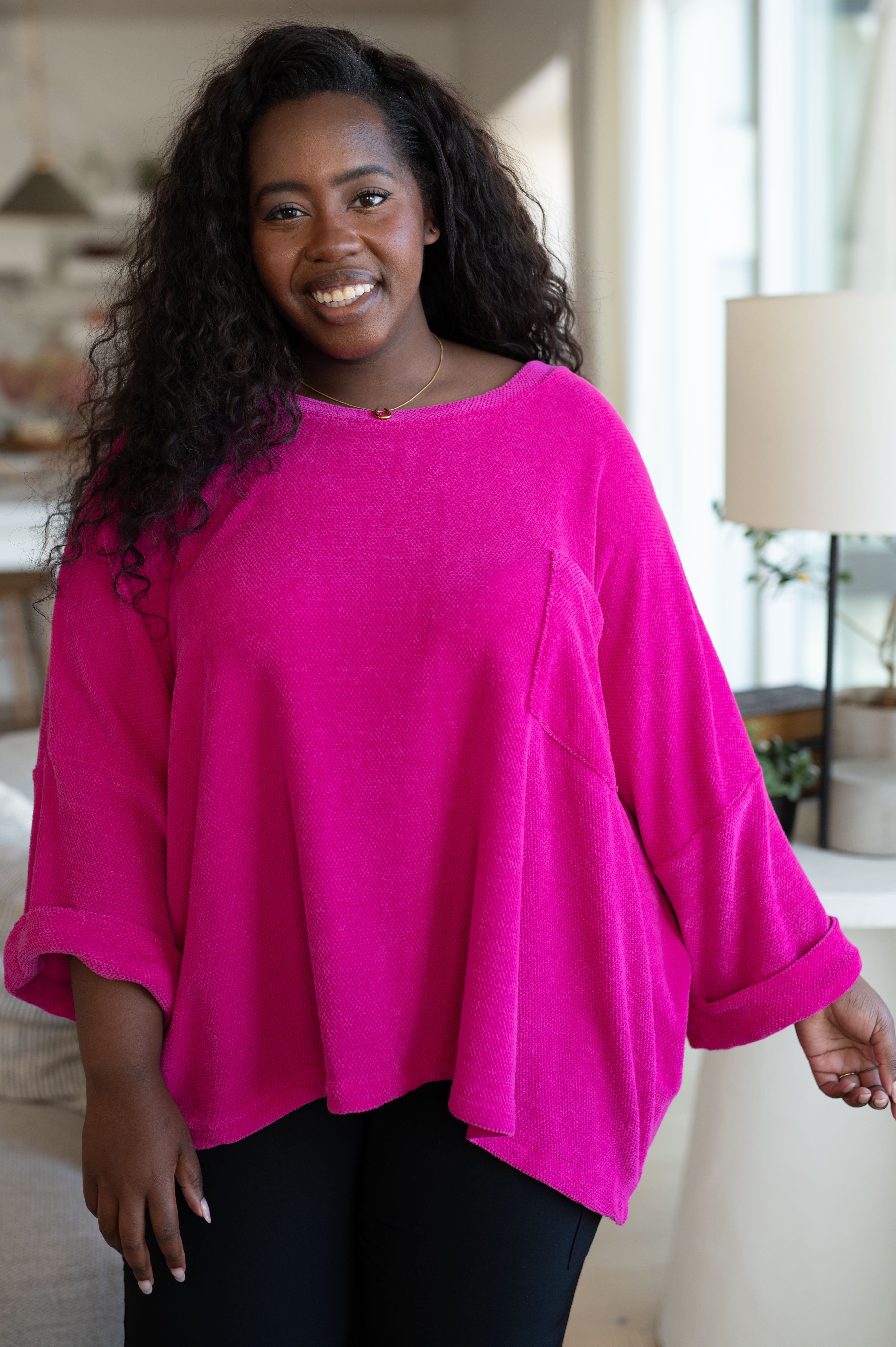 Pink Thoughts Chenille Blouse-Womens-Stay Foxy Boutique, Florissant, Missouri