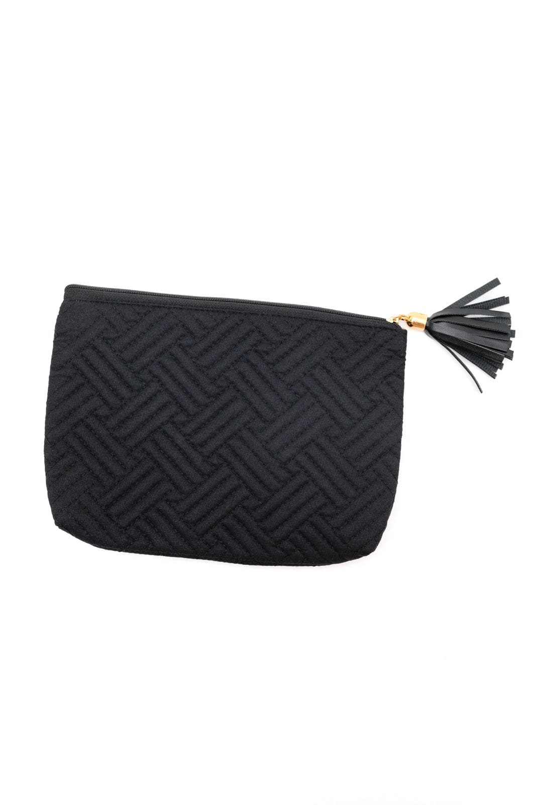 Quilted Travel Zip Pouch in Black-Womens-Stay Foxy Boutique, Florissant, Missouri