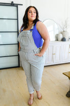 Railroad Stripe Overalls-Womens-Stay Foxy Boutique, Florissant, Missouri