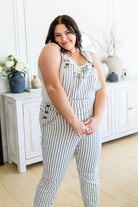 Railroad Stripe Overalls-Womens-Stay Foxy Boutique, Florissant, Missouri