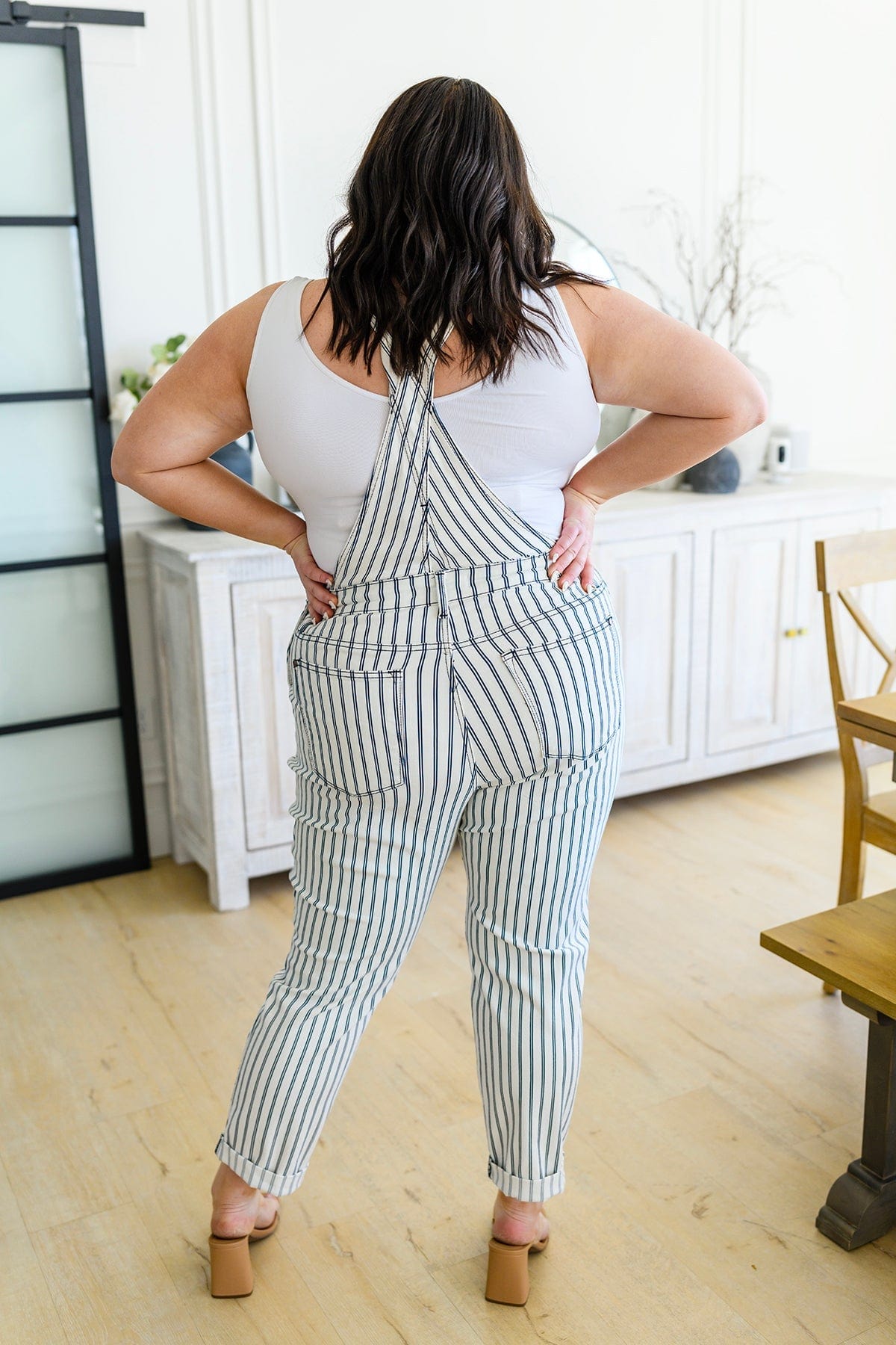 Railroad Stripe Overalls-Womens-Stay Foxy Boutique, Florissant, Missouri