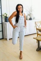 Railroad Stripe Overalls-Womens-Stay Foxy Boutique, Florissant, Missouri