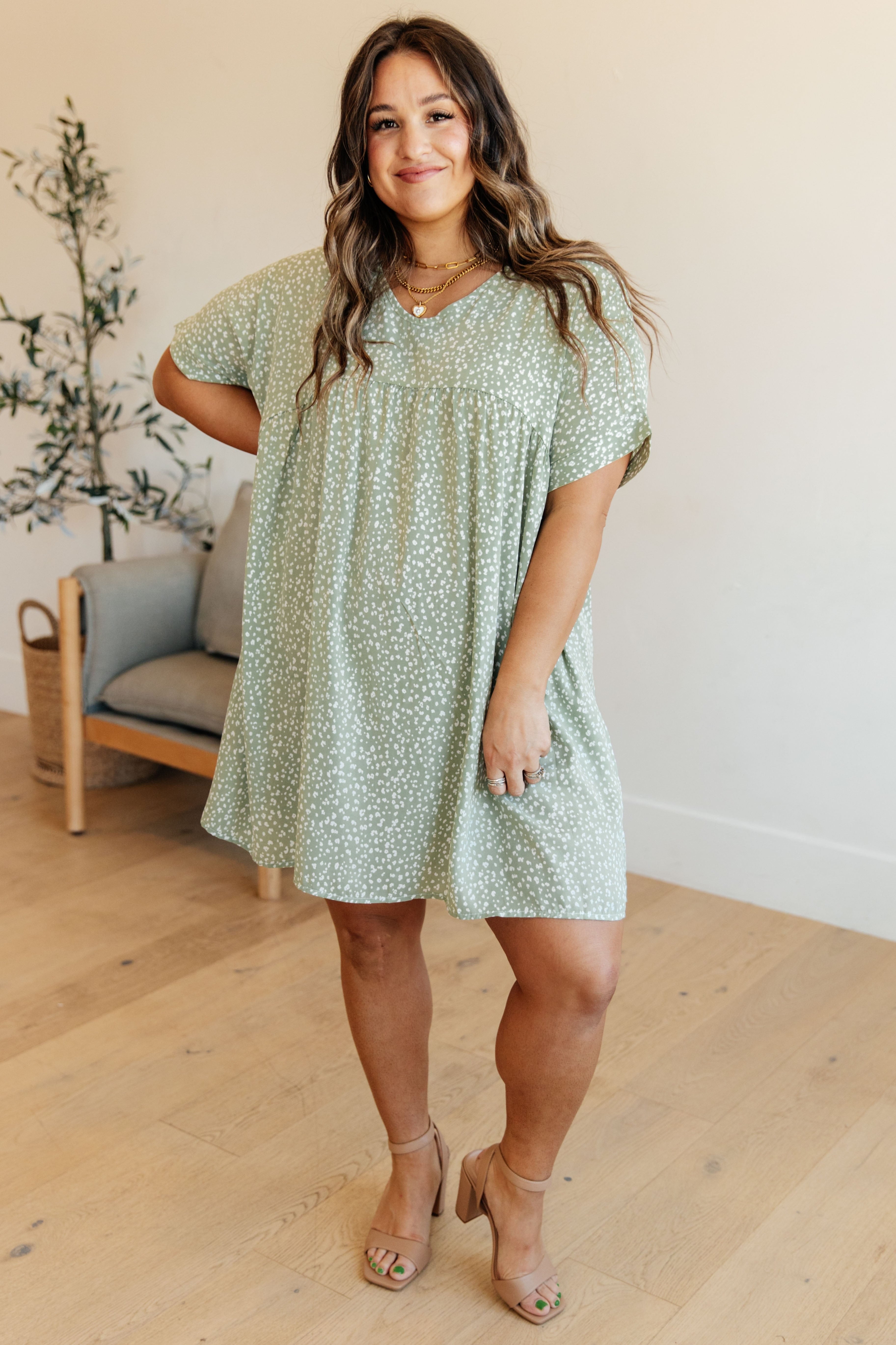 Rodeo Lights Dolman Sleeve Dress in Green Floral-Dresses-Stay Foxy Boutique, Florissant, Missouri