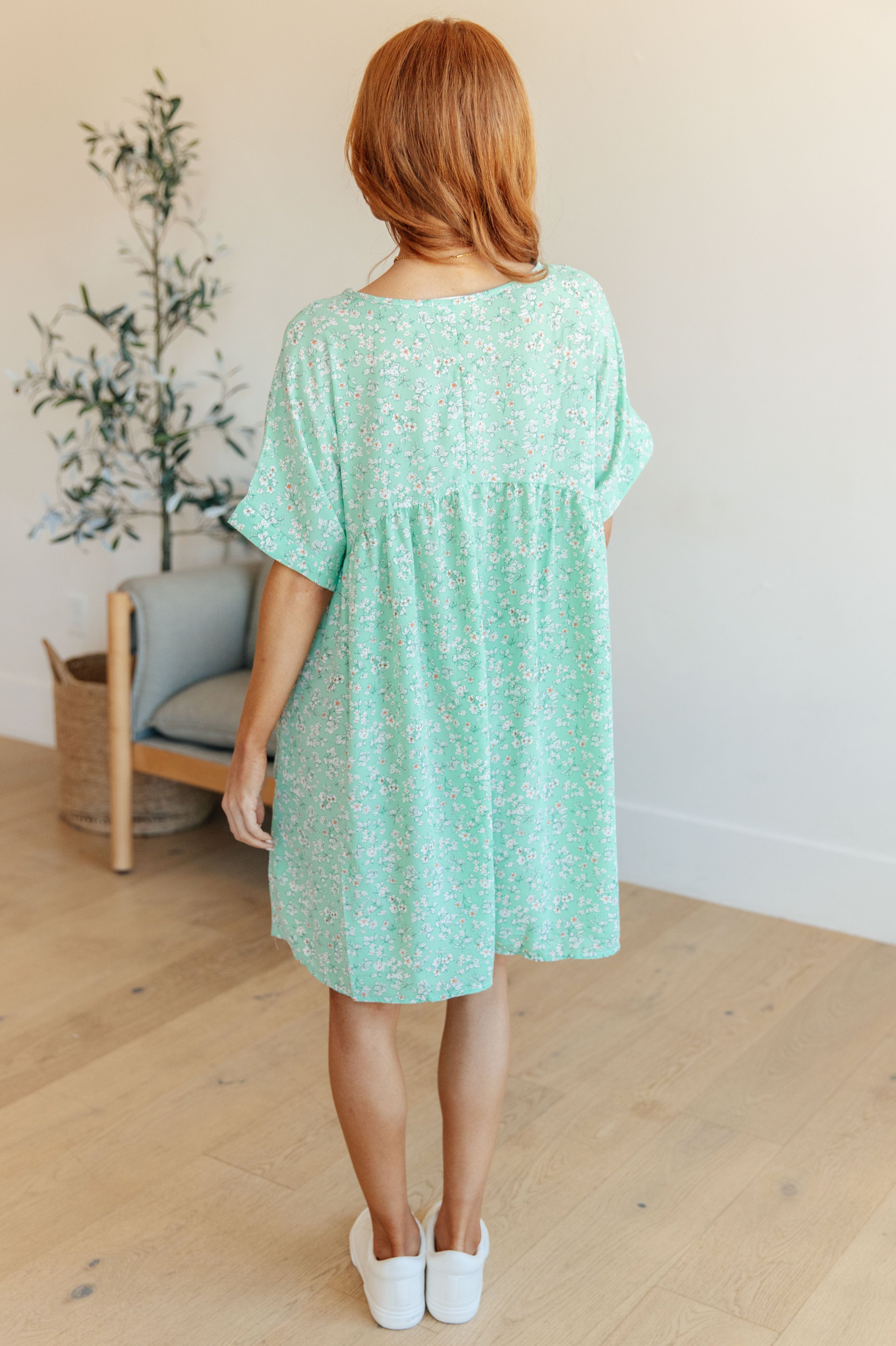 Rodeo Lights Dolman Sleeve Dress in Mint Floral-Dresses-Stay Foxy Boutique, Florissant, Missouri