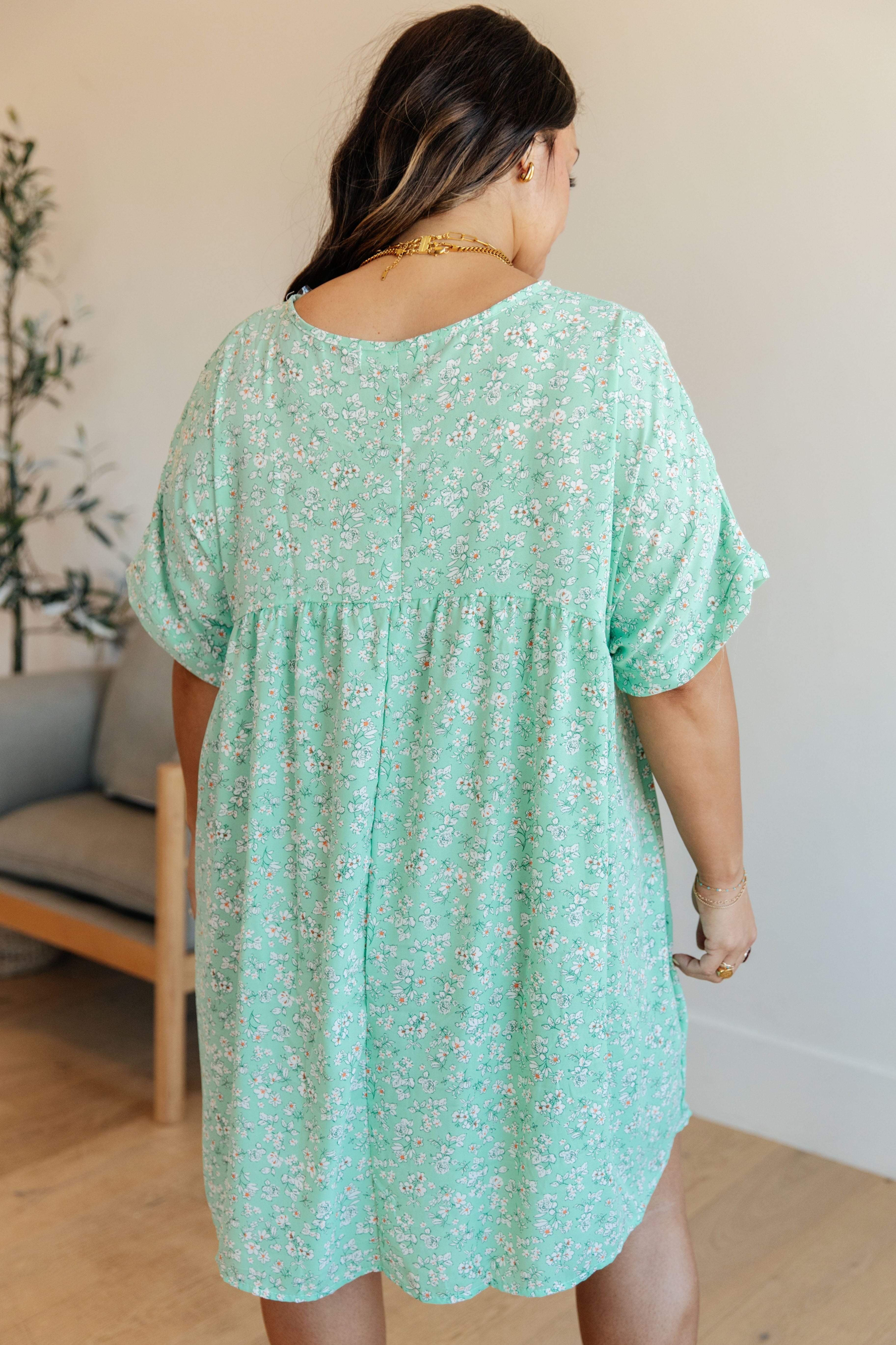 Rodeo Lights Dolman Sleeve Dress in Mint Floral-Dresses-Stay Foxy Boutique, Florissant, Missouri