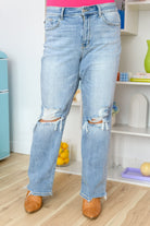 Rose High Rise 90's Straight Jeans in Light Wash-Womens-Stay Foxy Boutique, Florissant, Missouri