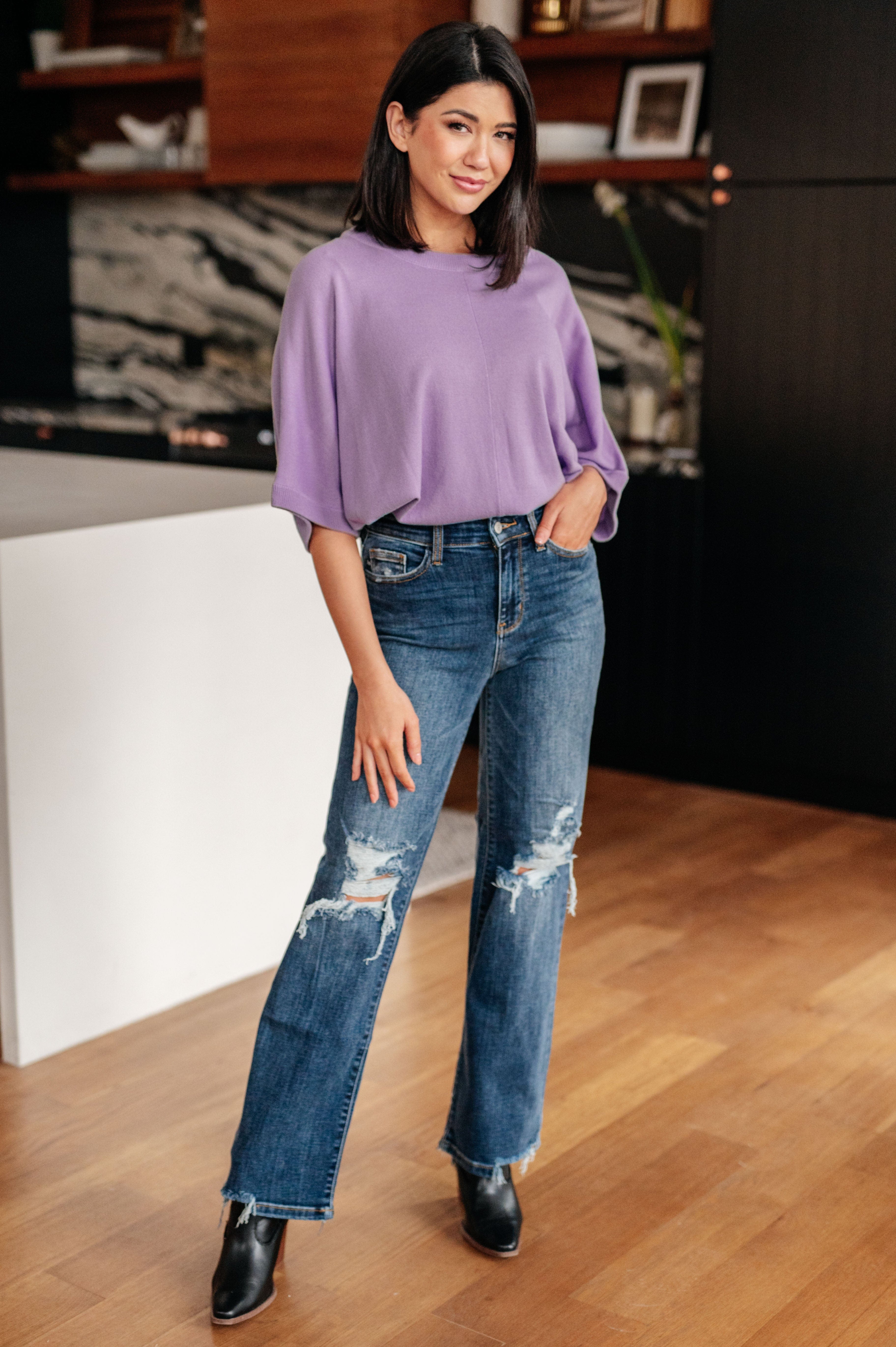 Rose High Rise 90's Straight Jeans in Dark Wash-Womens-Stay Foxy Boutique, Florissant, Missouri