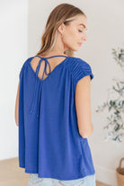 Ruched Cap Sleeve Top in Royal Blue-Womens-Stay Foxy Boutique, Florissant, Missouri