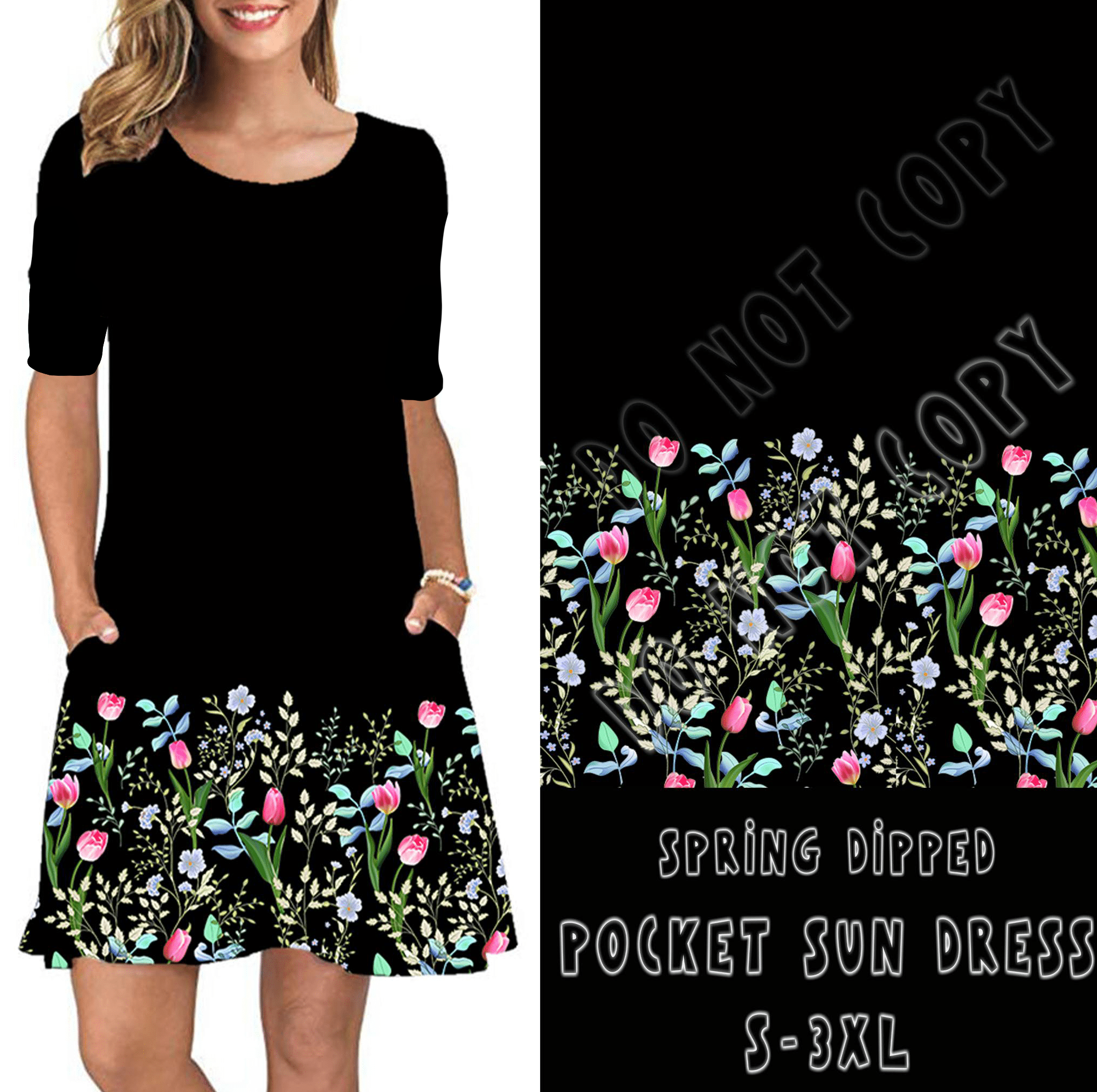 3/4 SLEEVE POCKET DRESS- SPRING DIPPED-Stay Foxy Boutique, Florissant, Missouri