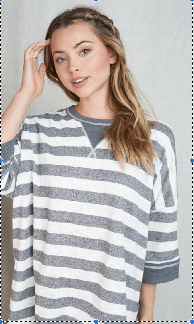 Grey/Ivory Striped Oversized Tunic-Shirts-Stay Foxy Boutique, Florissant, Missouri