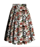 Zoe Swing Skirt: Floral Horror-Rebellious Rose Specialty Shoppe-Stay Foxy Boutique, Florissant, Missouri