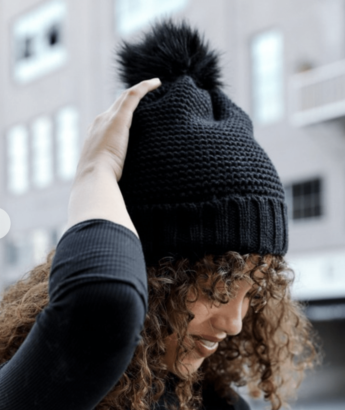 Pom Beanie with Faux Sherpa Lining-Stay Foxy Boutique, Florissant, Missouri