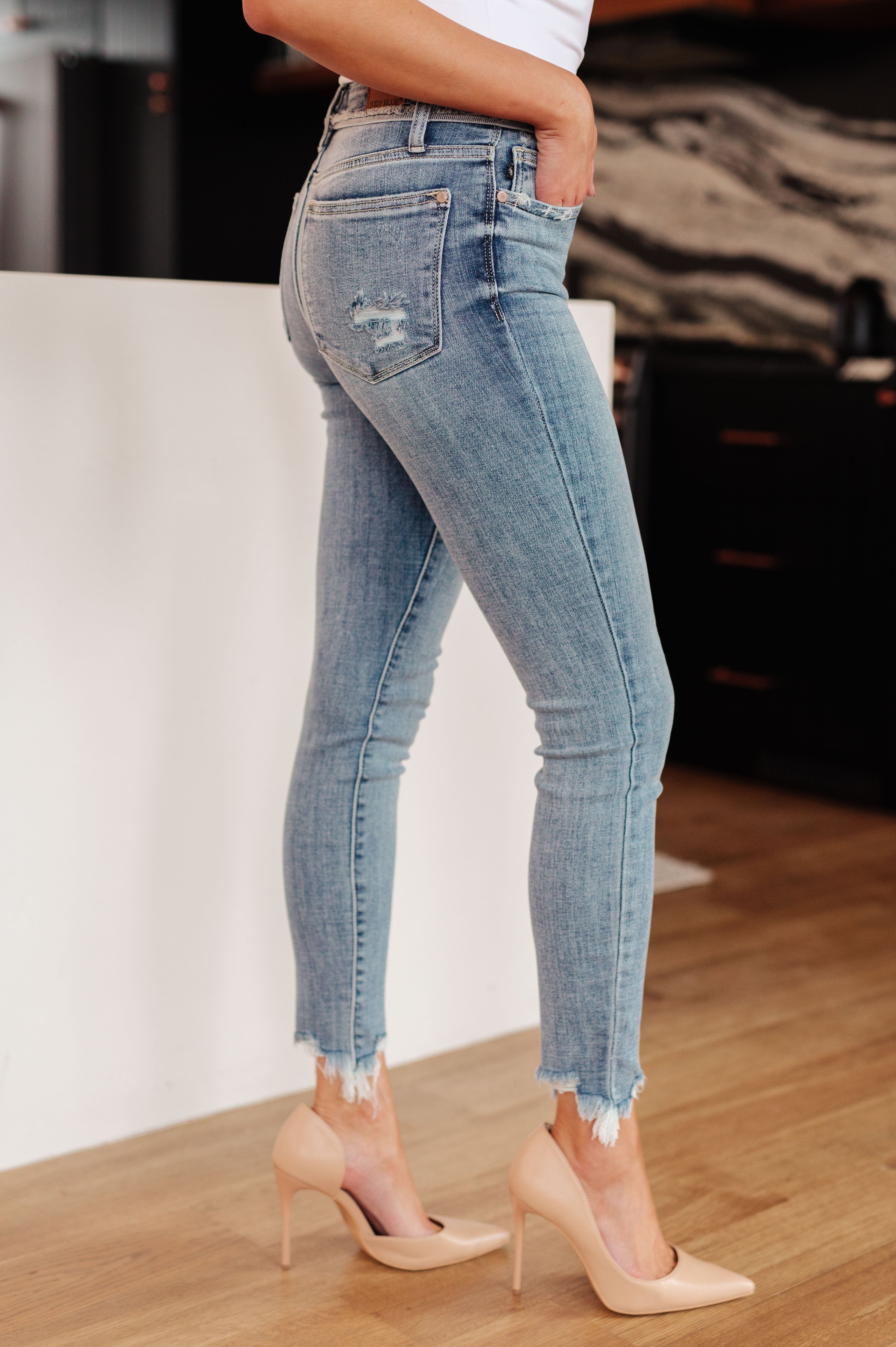 Sherry Mid Rise Release Waistband Detail Skinny-Womens-Stay Foxy Boutique, Florissant, Missouri