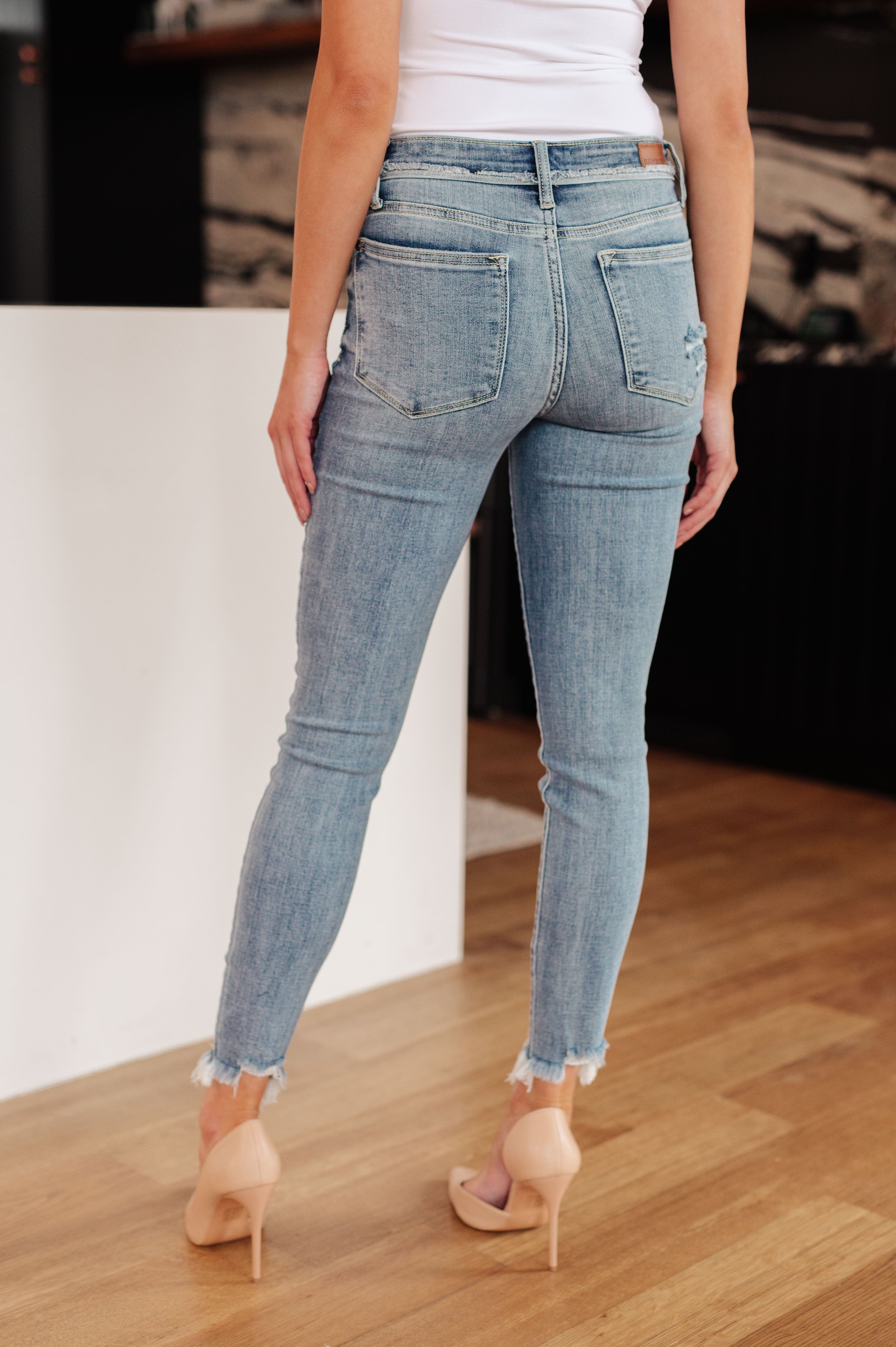 Sherry Mid Rise Release Waistband Detail Skinny-Womens-Stay Foxy Boutique, Florissant, Missouri